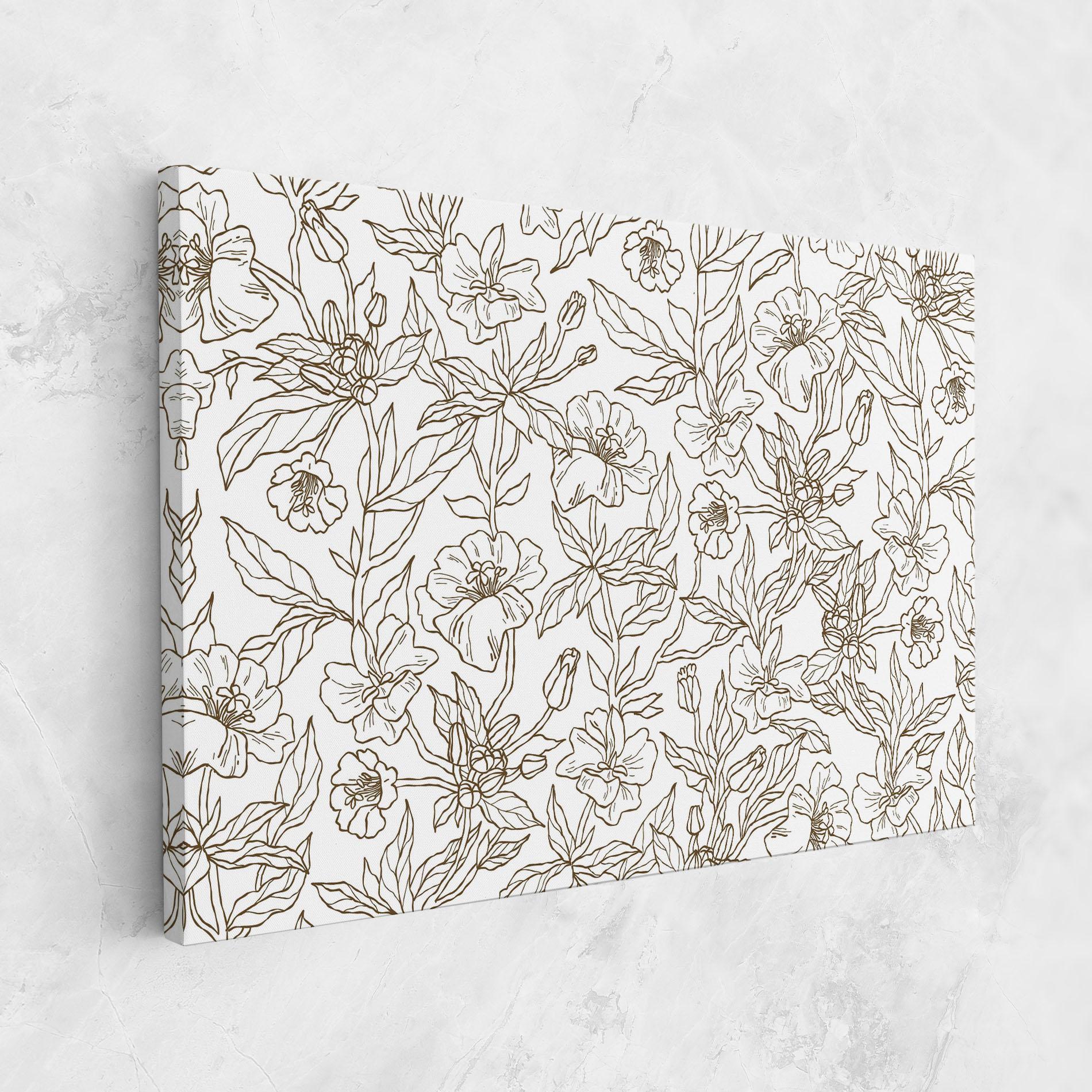 Tablou Canvas Cream Line Flowers mockup 1