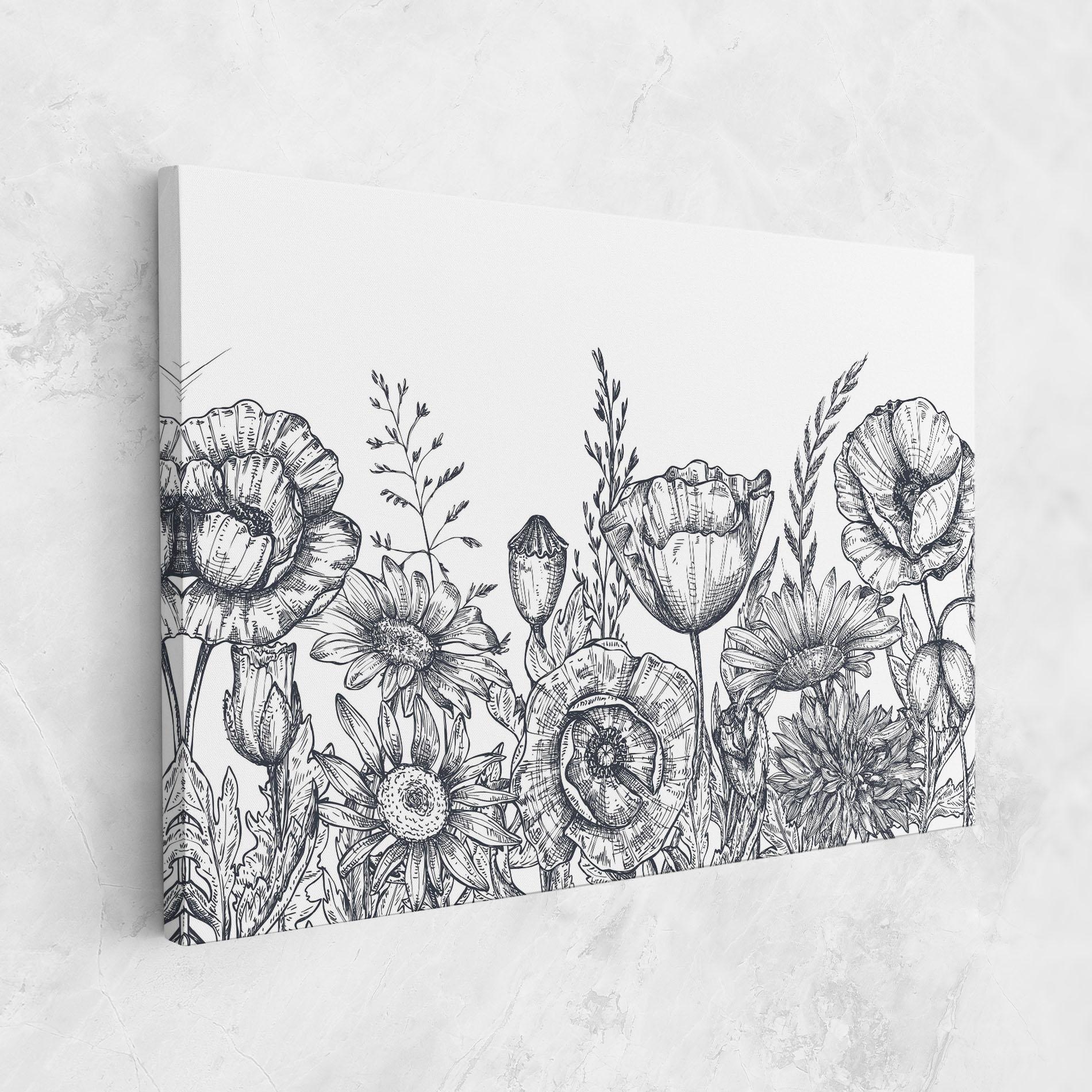 Tablou Canvas Flower Grey Line mockup 1