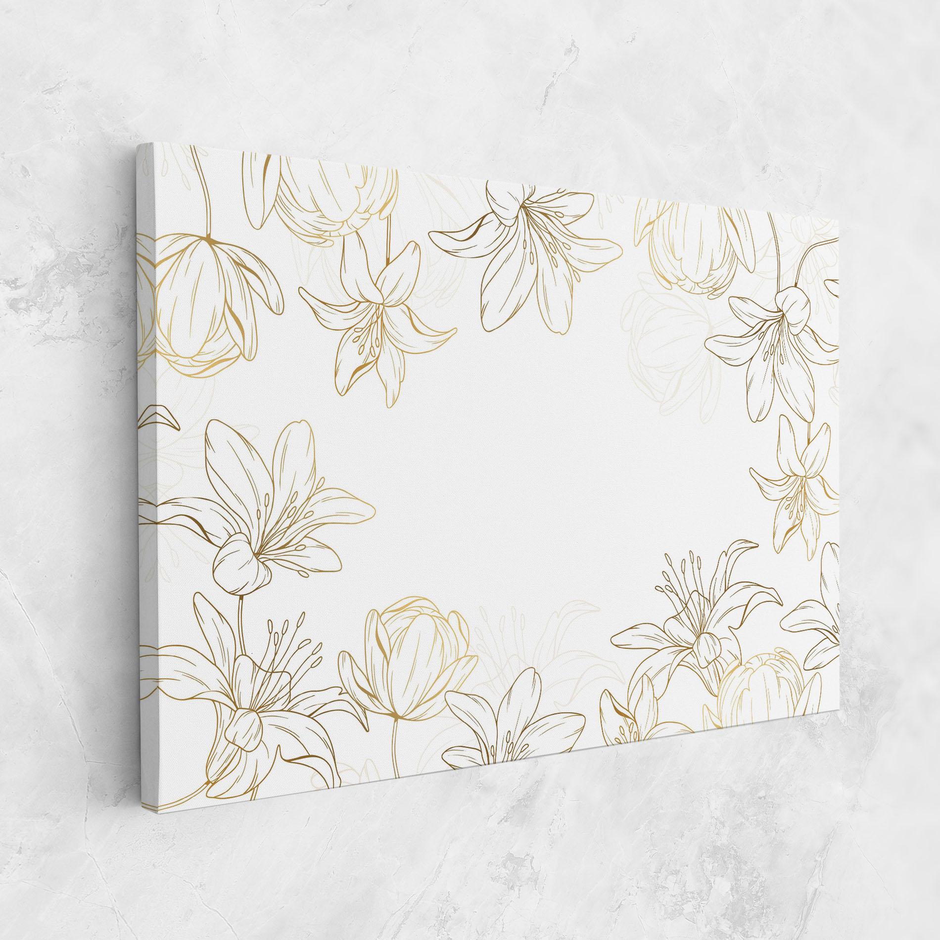 Tablou Canvas Gold Line Flower mockup 1