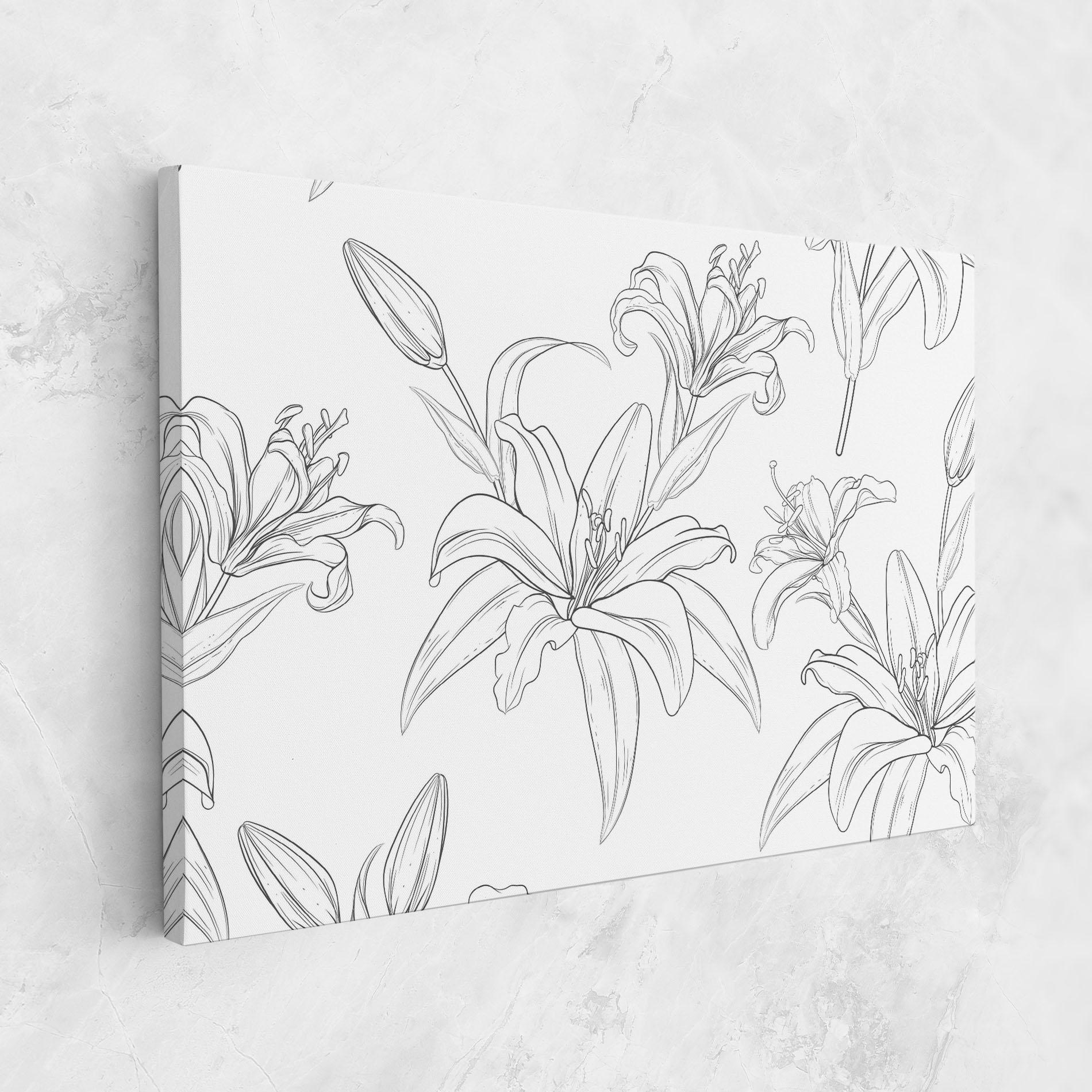 Tablou Canvas Grey Line Flower mockup 1