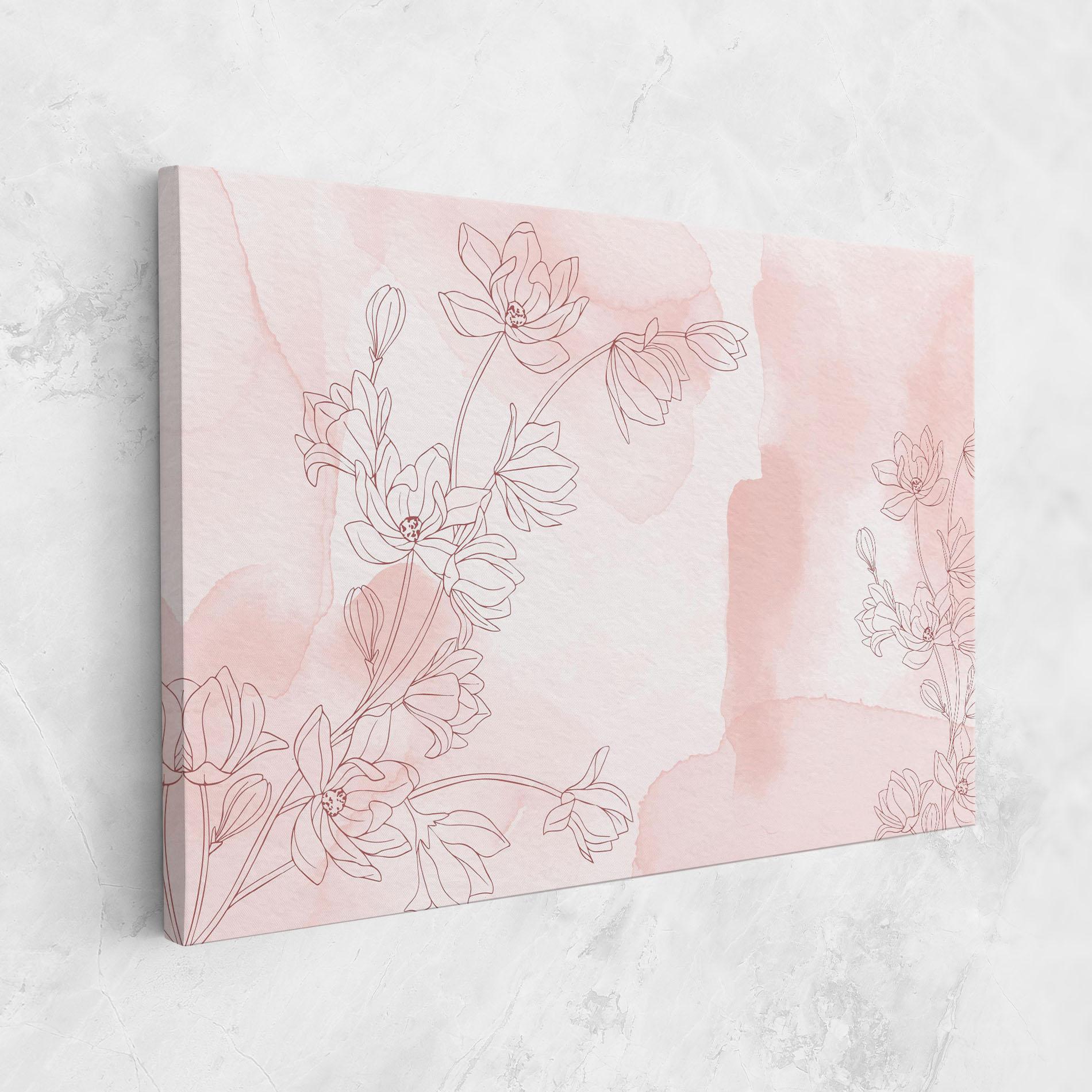Tablou Canvas Pink Flower Line mockup 1