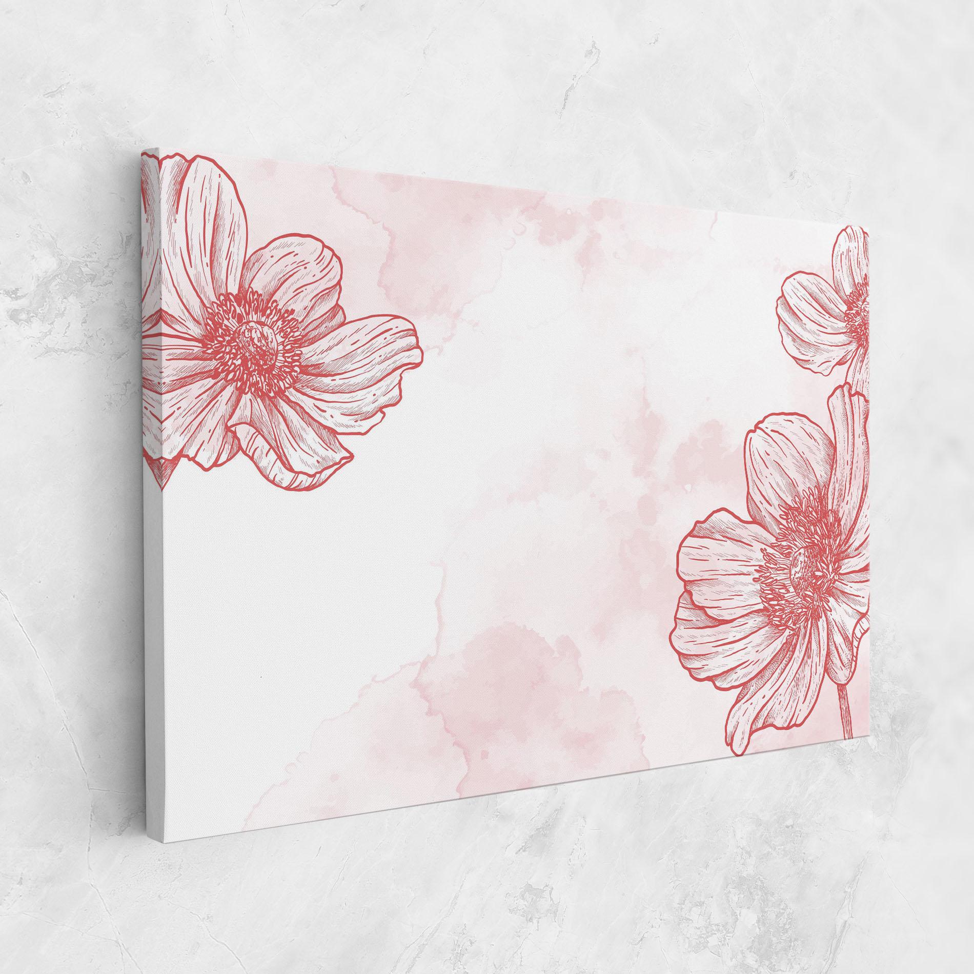 Tablou Canvas Red Flower Line mockup 1