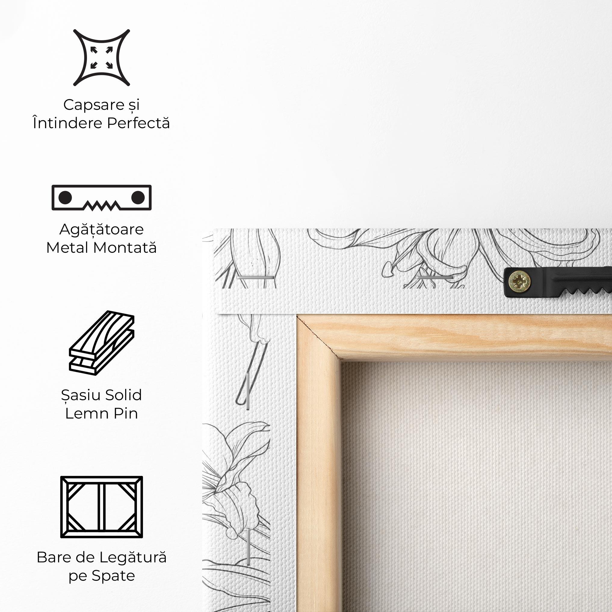 Tablou Canvas Grey Line Flower mockup 5