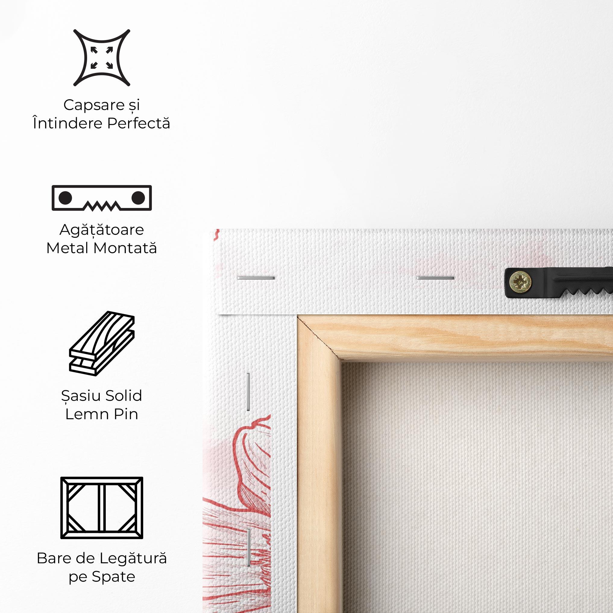 Tablou Canvas Red Flower Line mockup 5