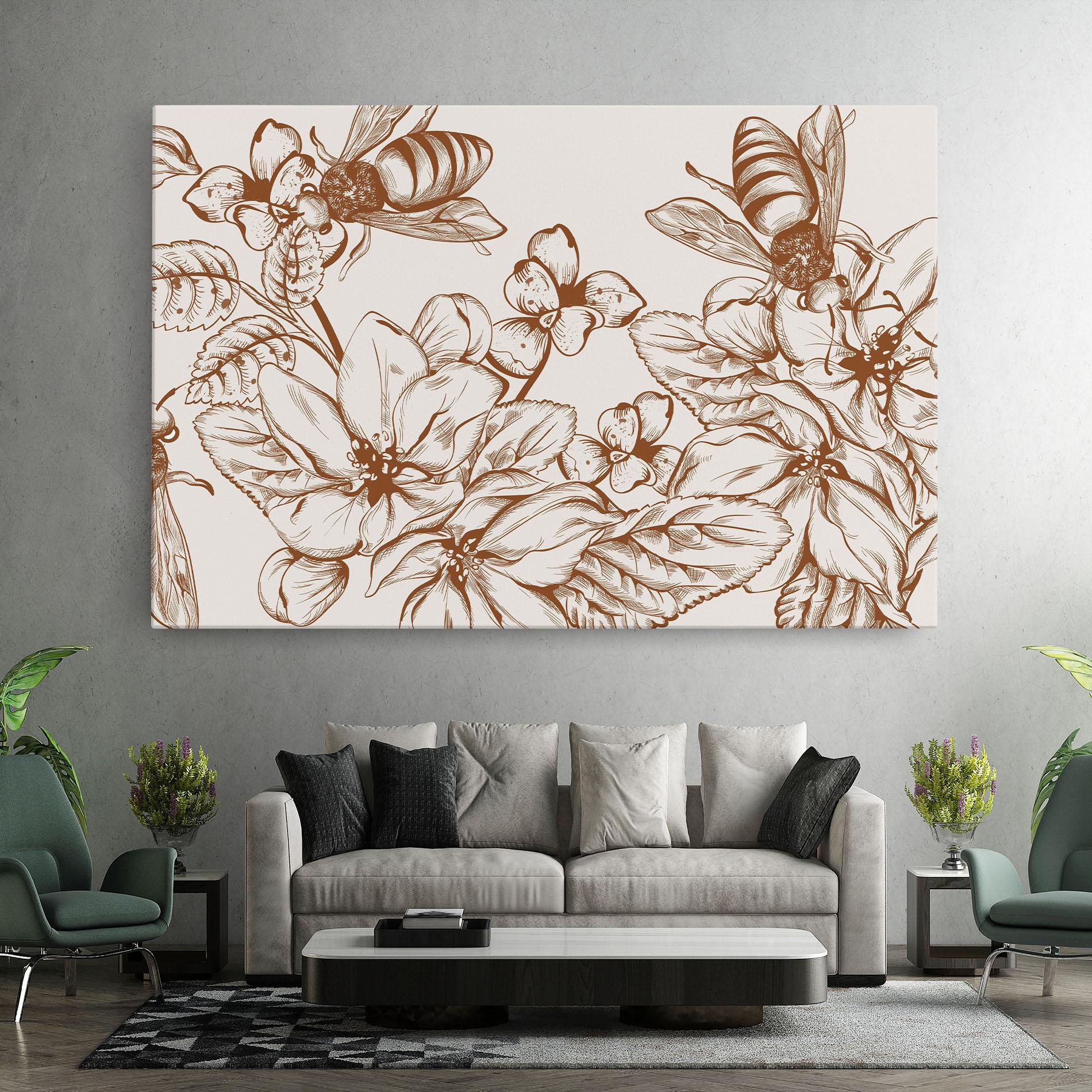 Tablou Canvas Bee Flower Line mockup 7