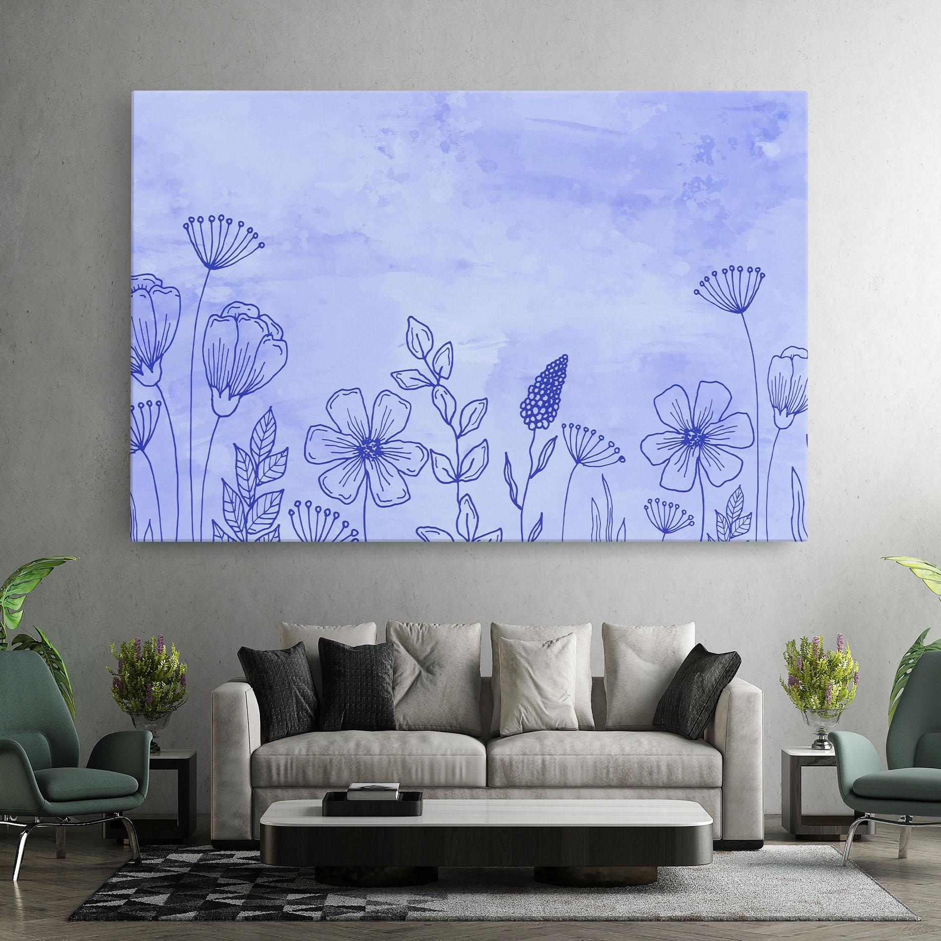 Tablou Canvas Blue Line Plant mockup 7