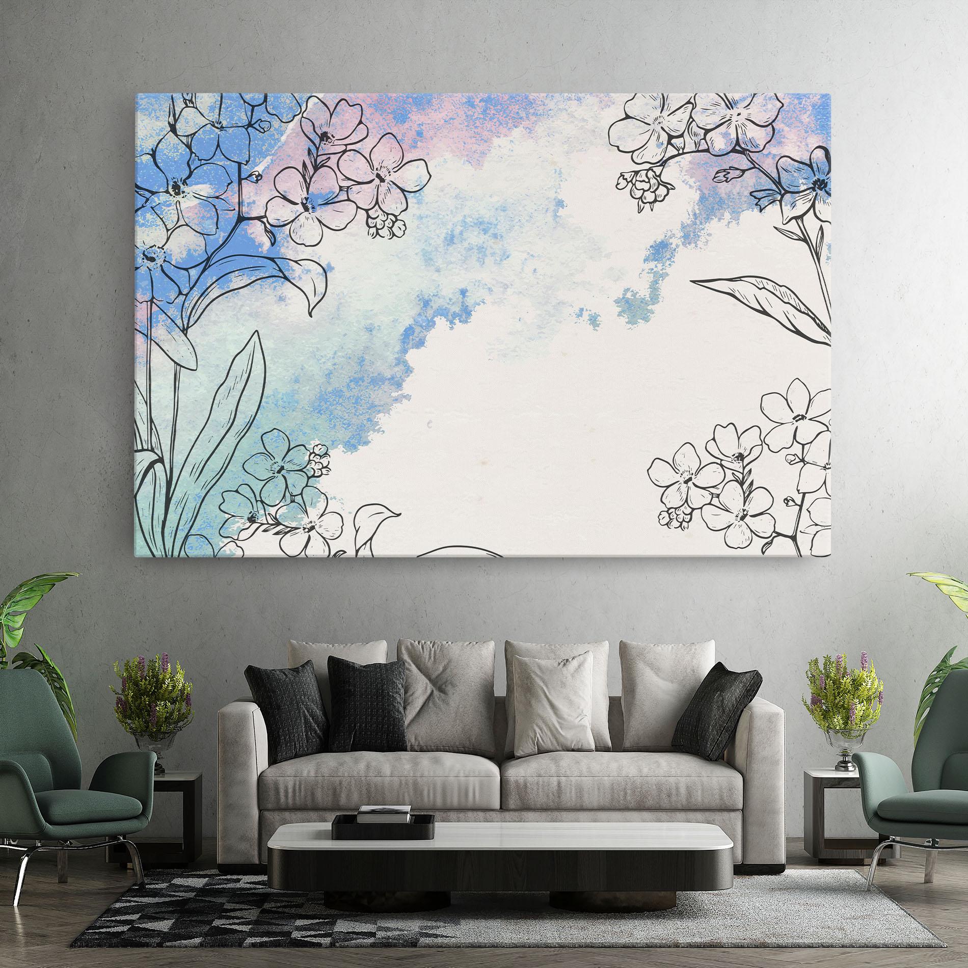 Tablou Canvas Blue Watercolor Flower mockup 7