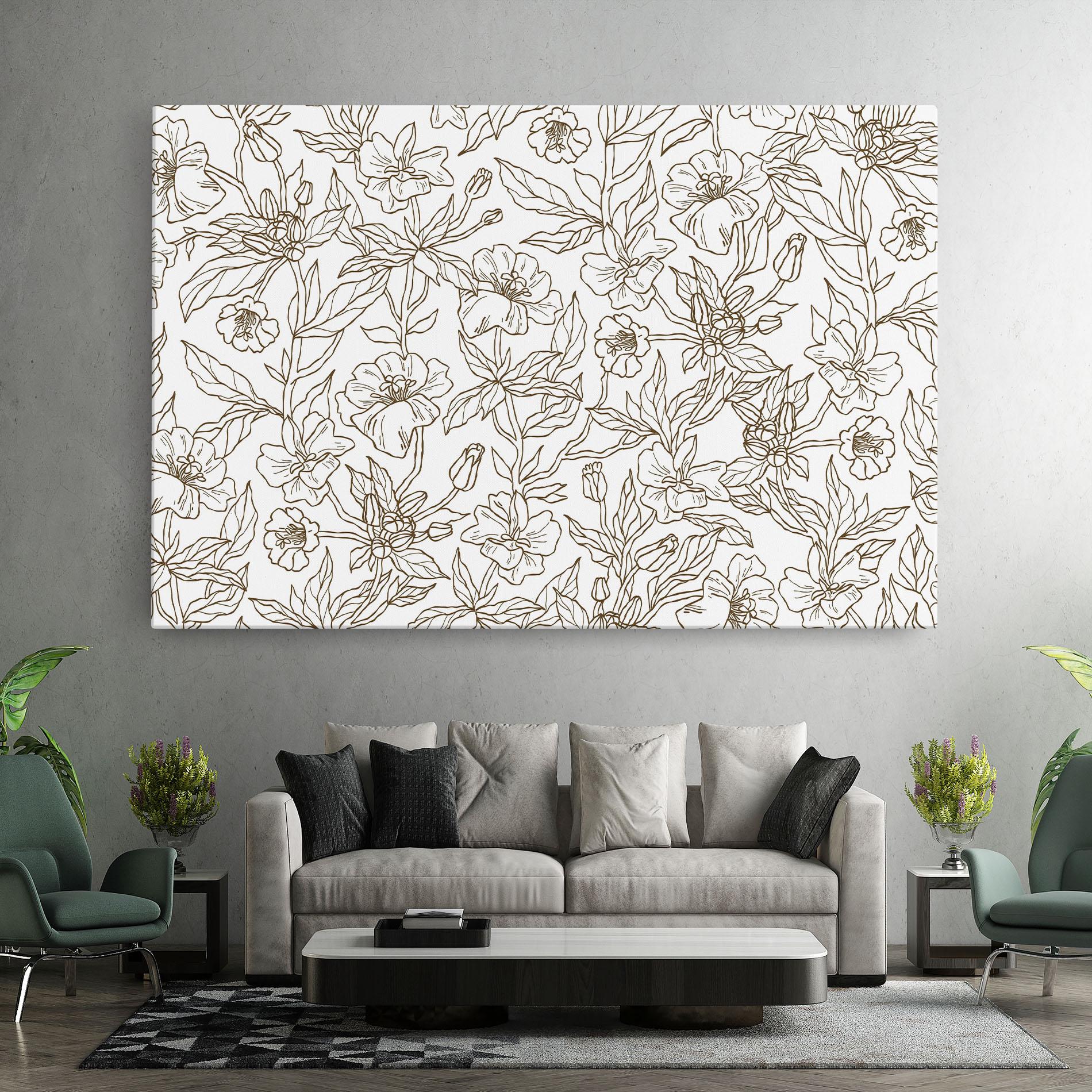 Tablou Canvas Cream Line Flowers mockup 7