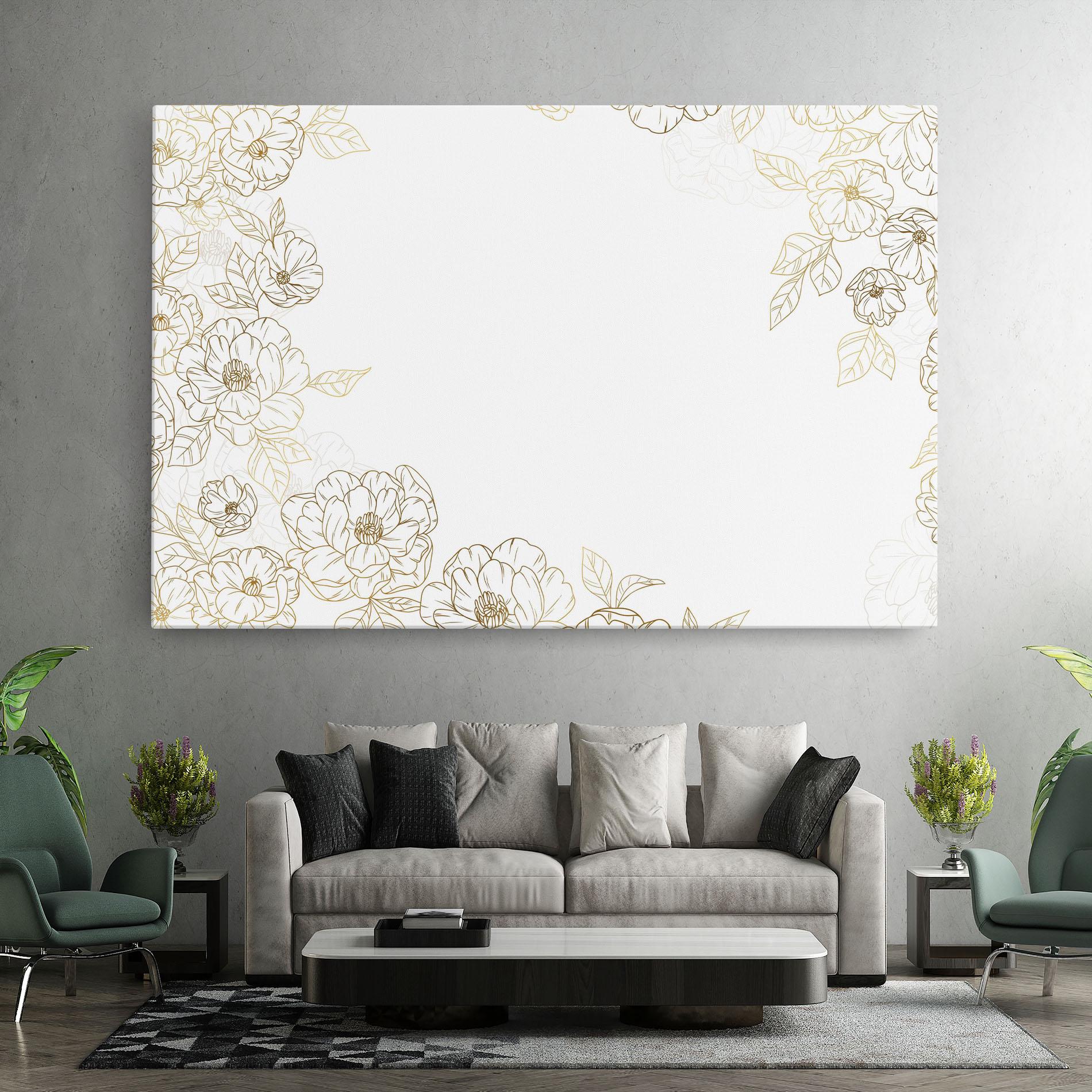 Tablou Canvas Flower Gold Line mockup 7