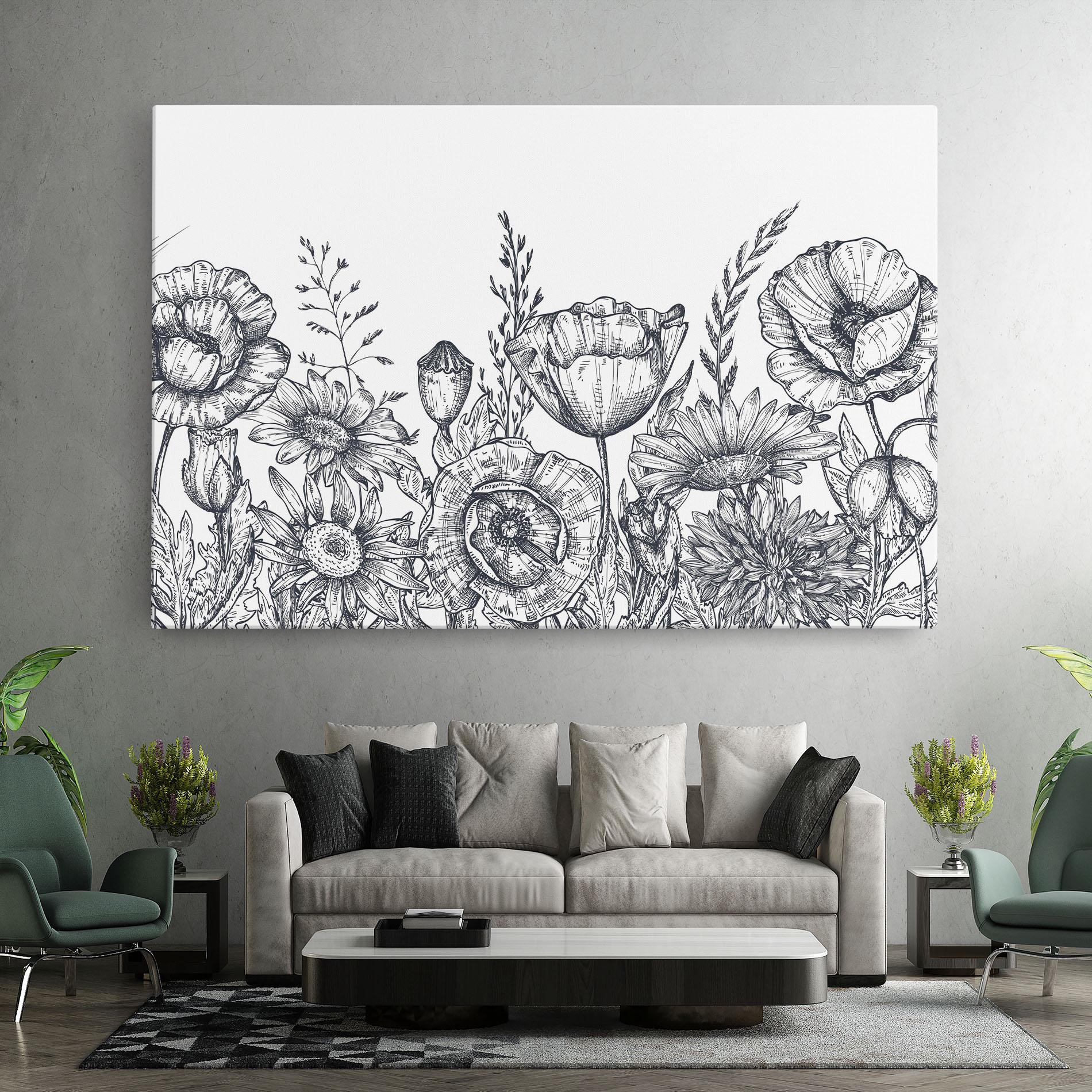 Tablou Canvas Flower Grey Line mockup 7