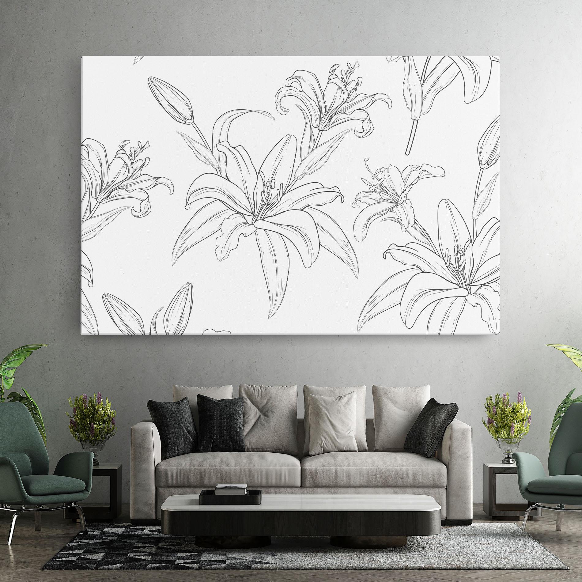 Tablou Canvas Grey Line Flower mockup 7