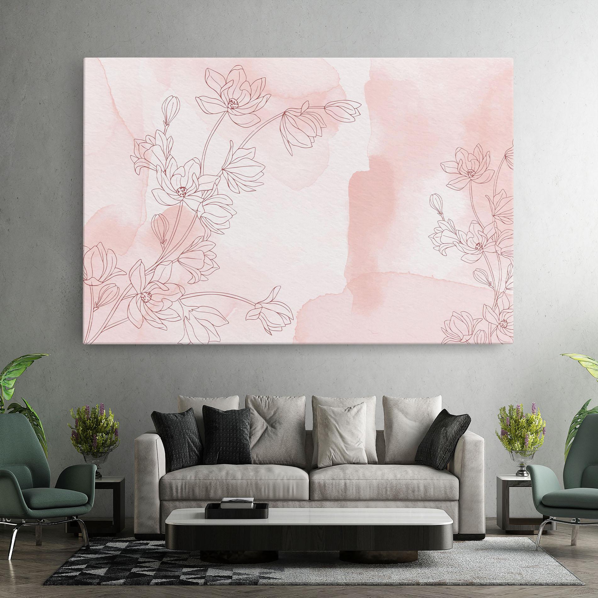 Tablou Canvas Pink Flower Line mockup 7