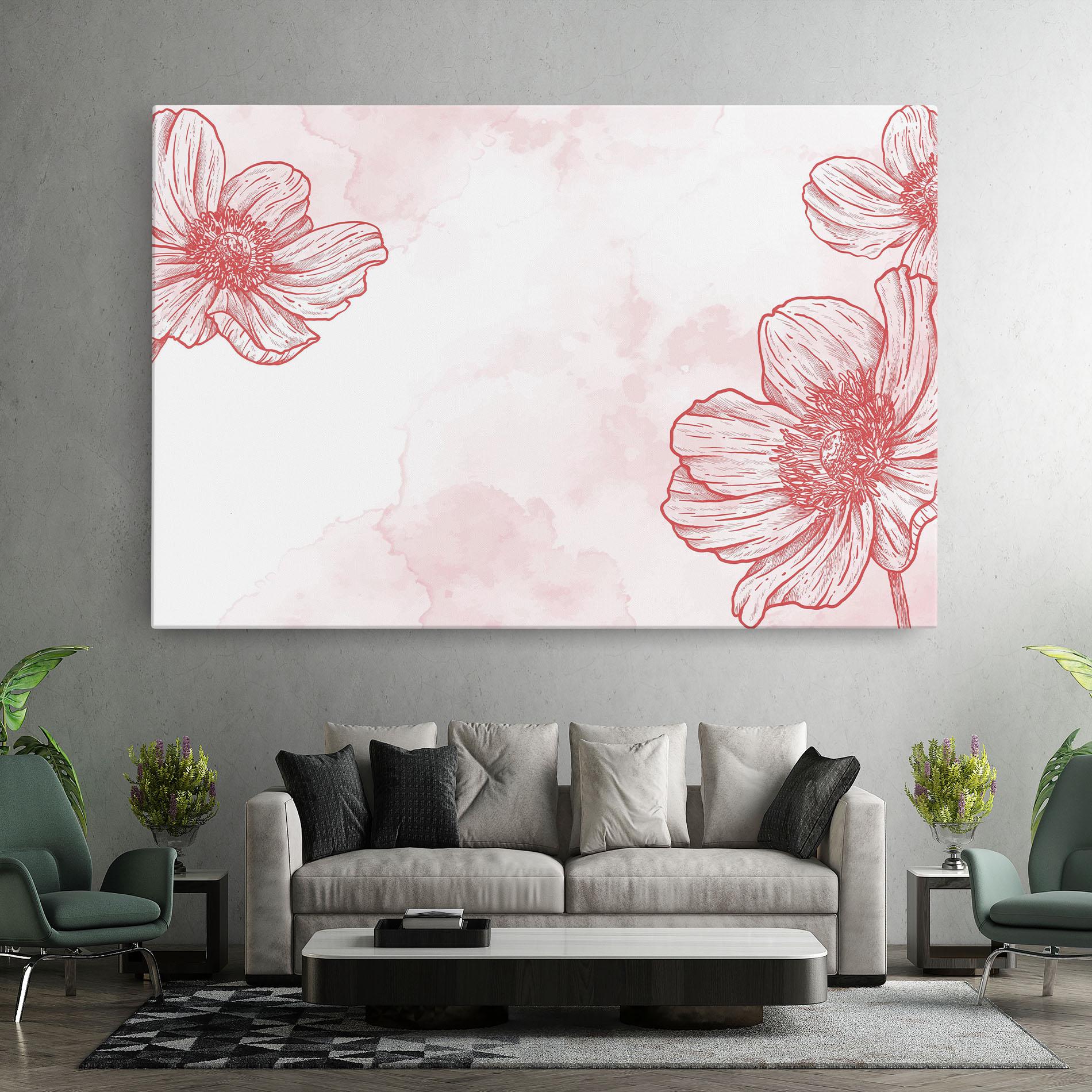 Tablou Canvas Red Flower Line mockup 7