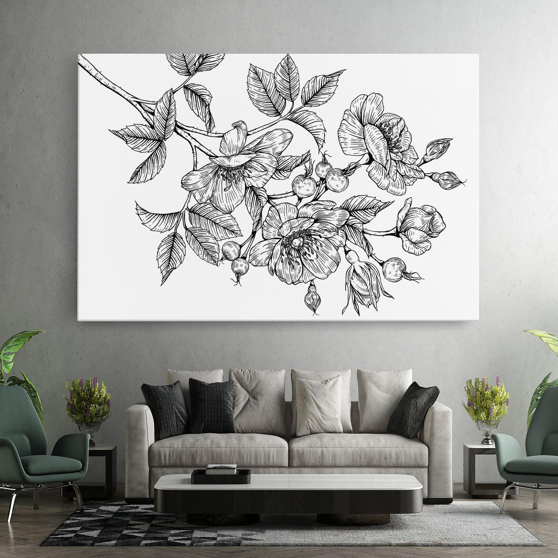 Tablou Canvas Rose Black Line mockup 7