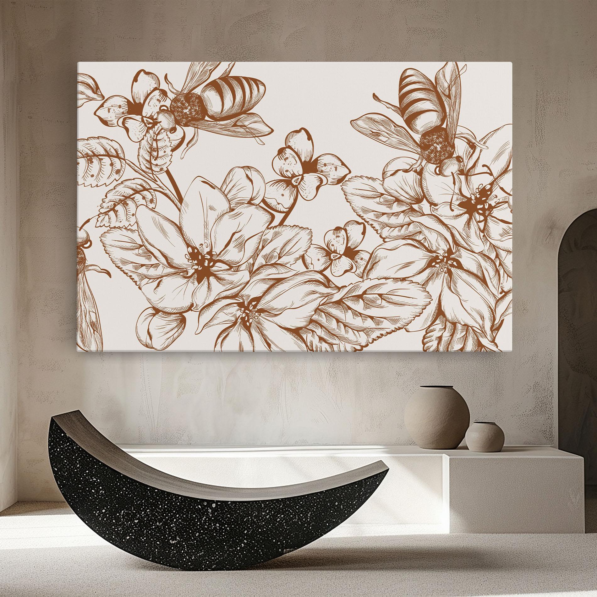 Tablou Canvas Bee Flower Line mockup 8