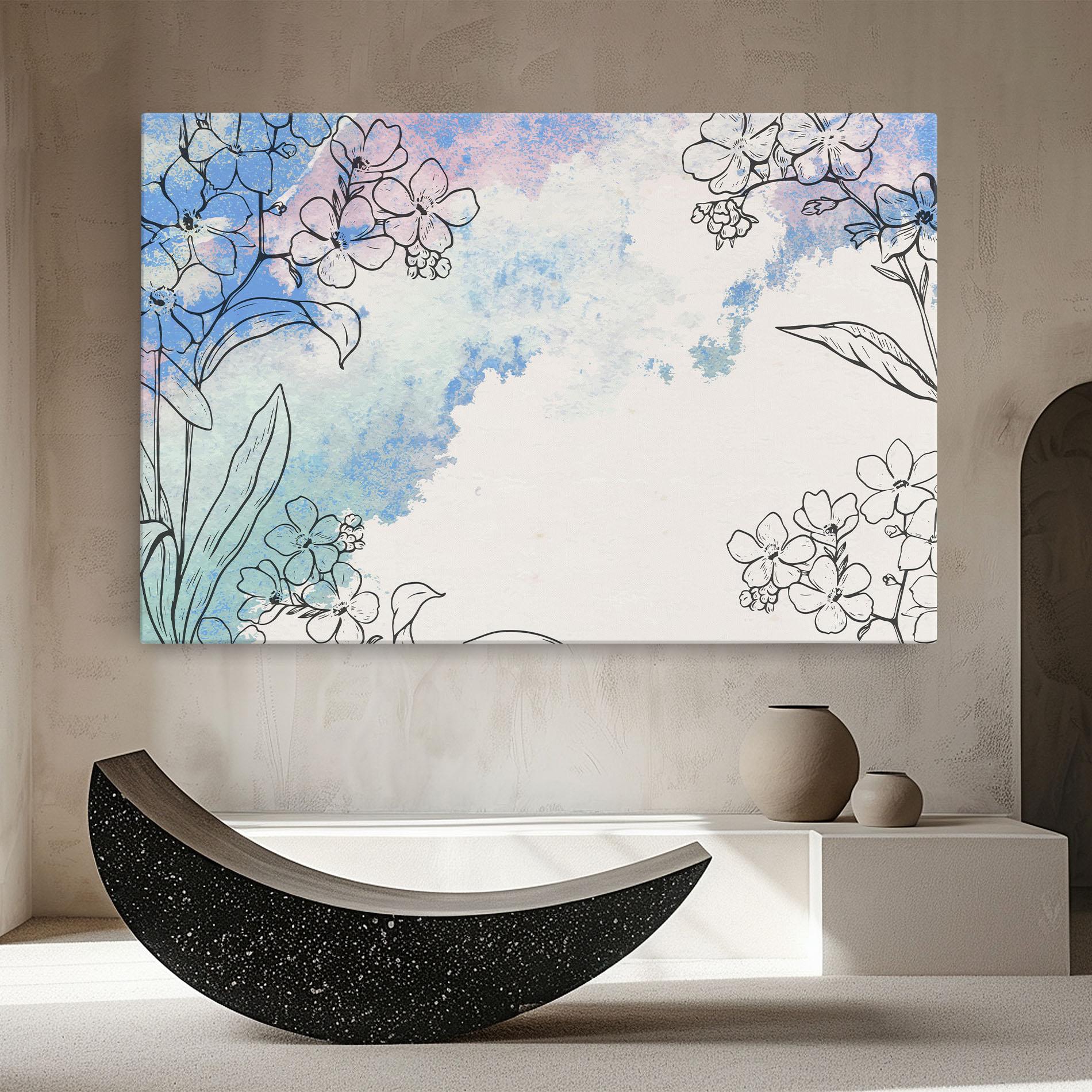 Tablou Canvas Blue Watercolor Flower mockup 8