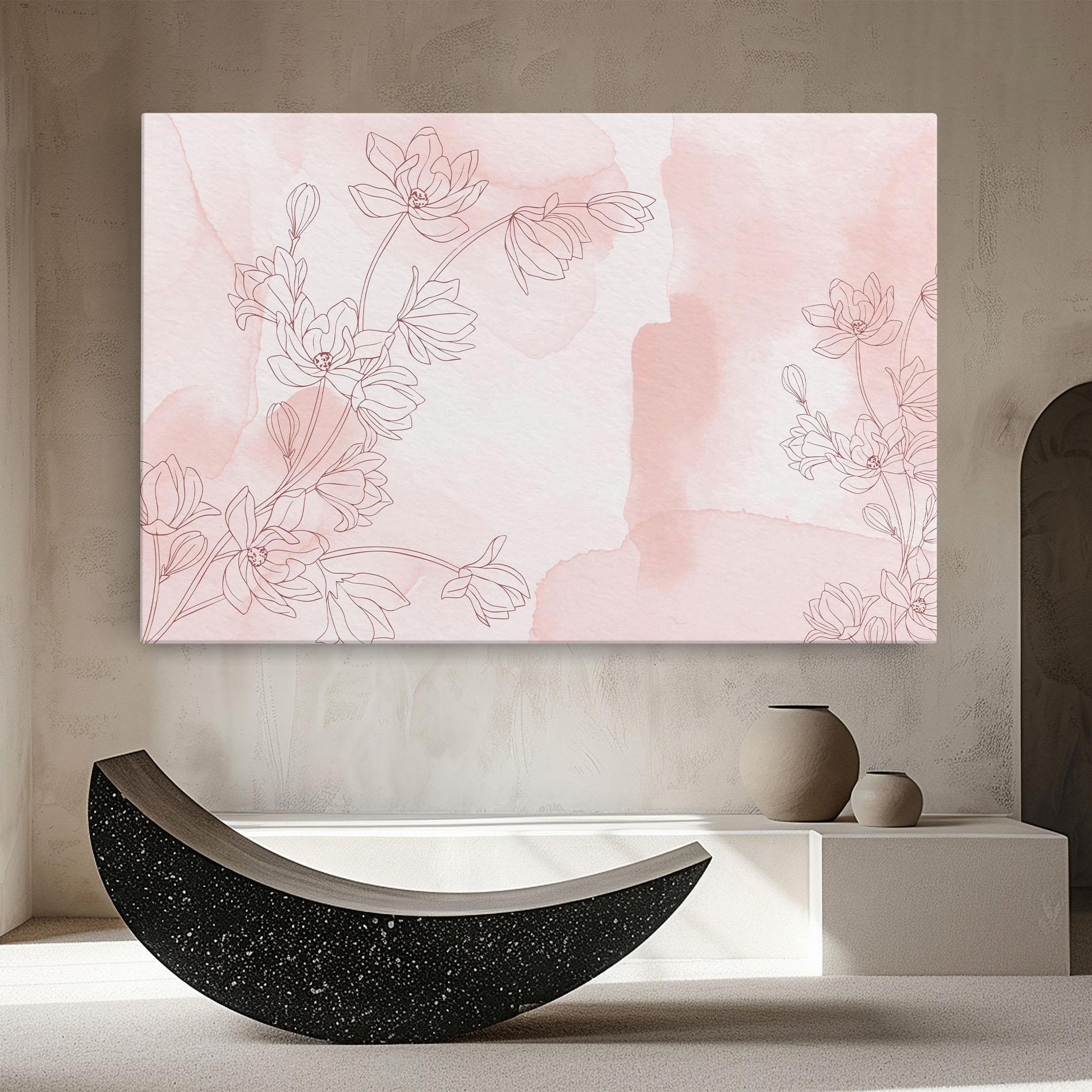 Tablou Canvas Pink Flower Line mockup 8
