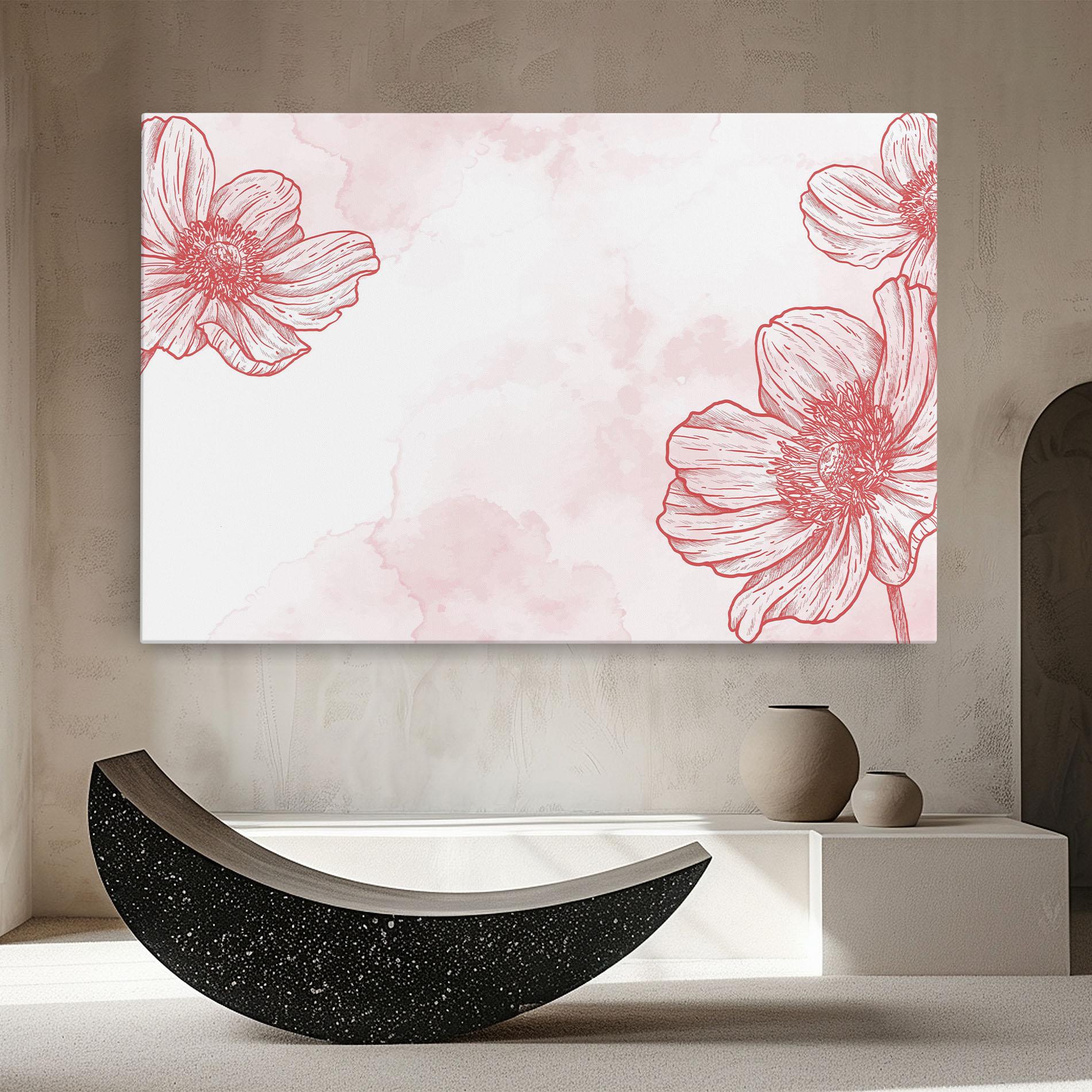 Tablou Canvas Red Flower Line mockup 8