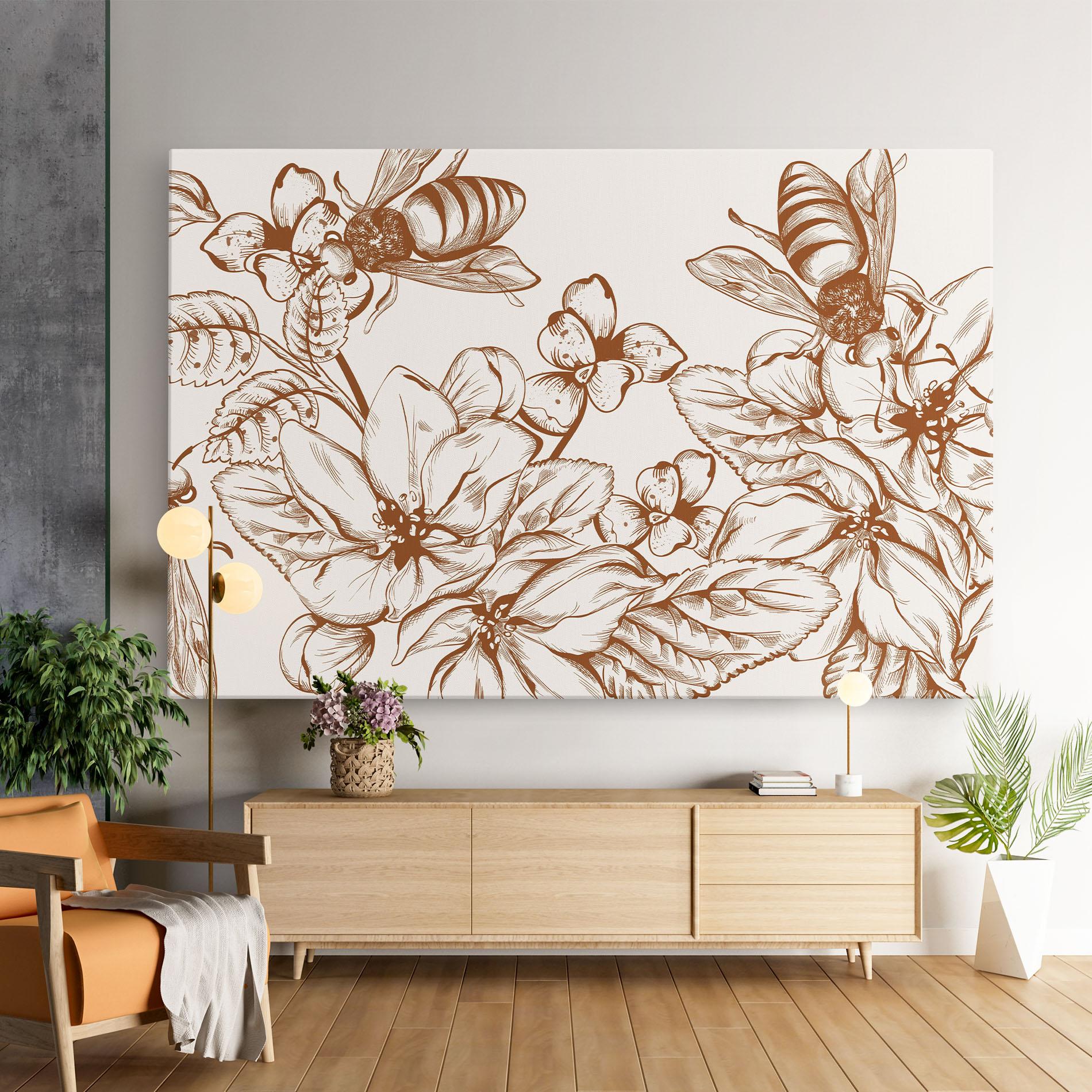 Tablou Canvas Bee Flower Line mockup 9