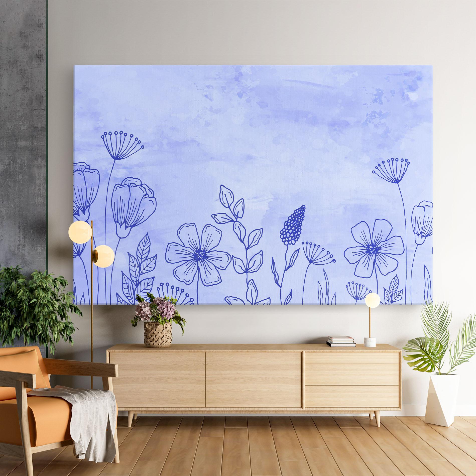 Tablou Canvas Blue Line Plant mockup 9