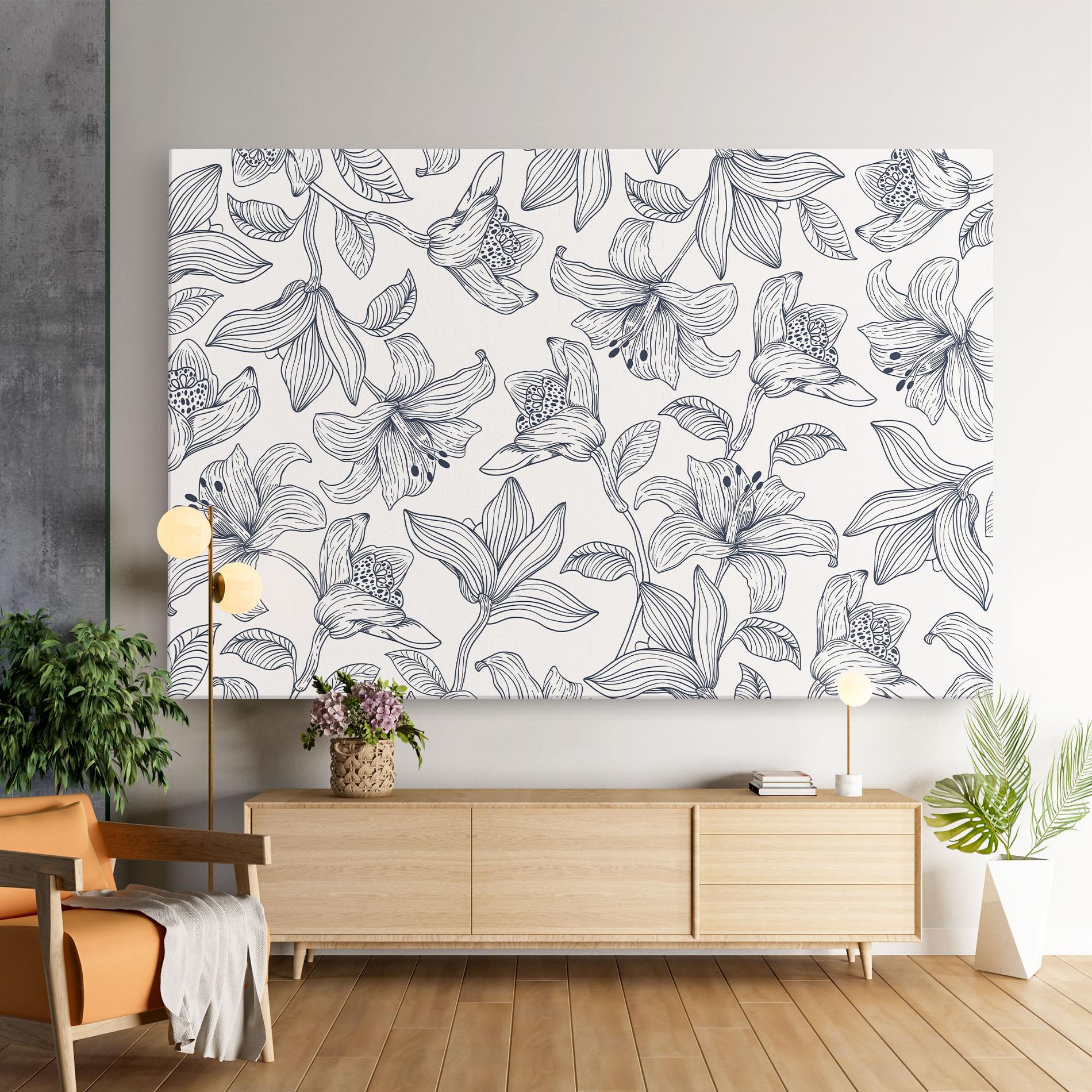 Tablou Canvas Blue Patern Flower mockup 9