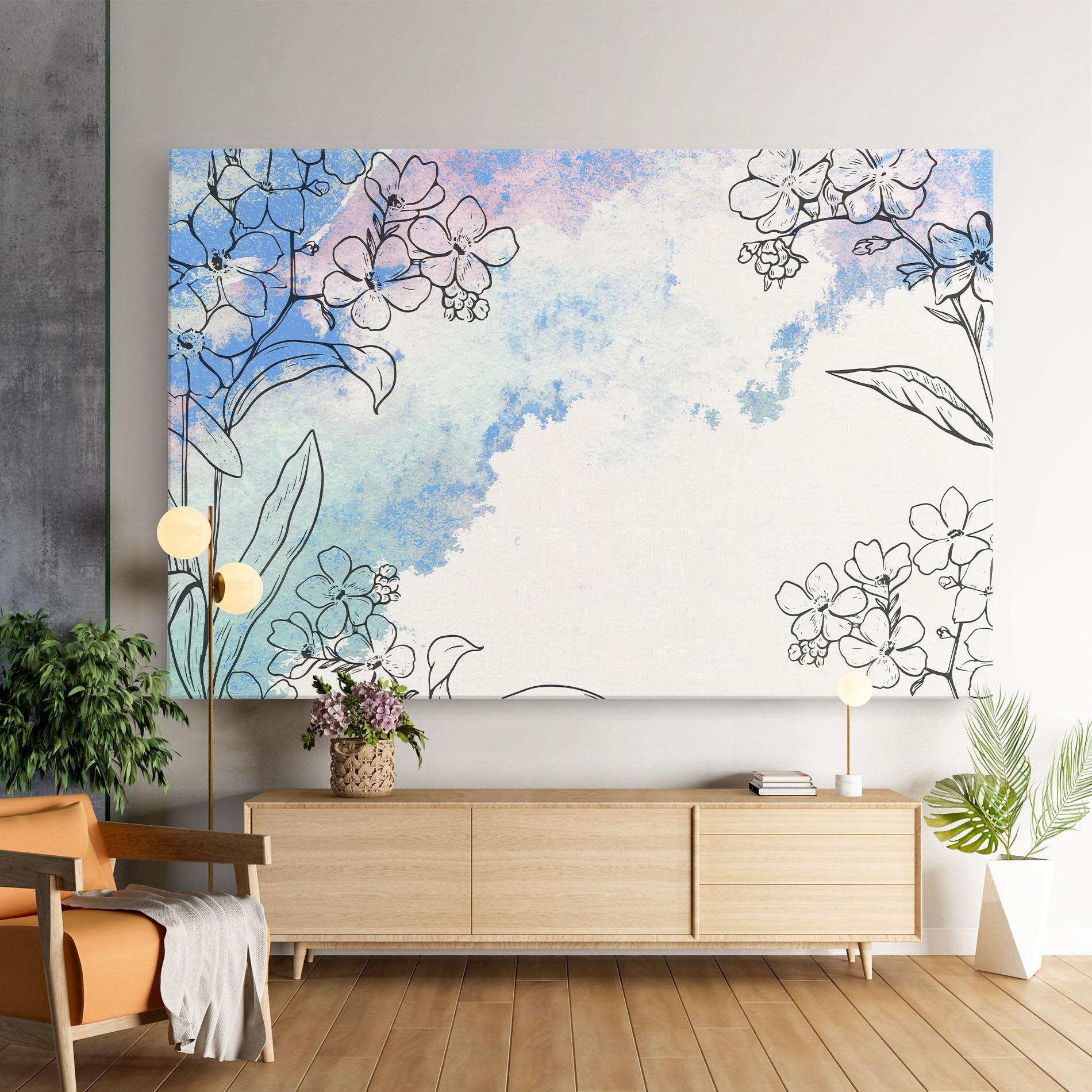 Tablou Canvas Blue Watercolor Flower mockup 9