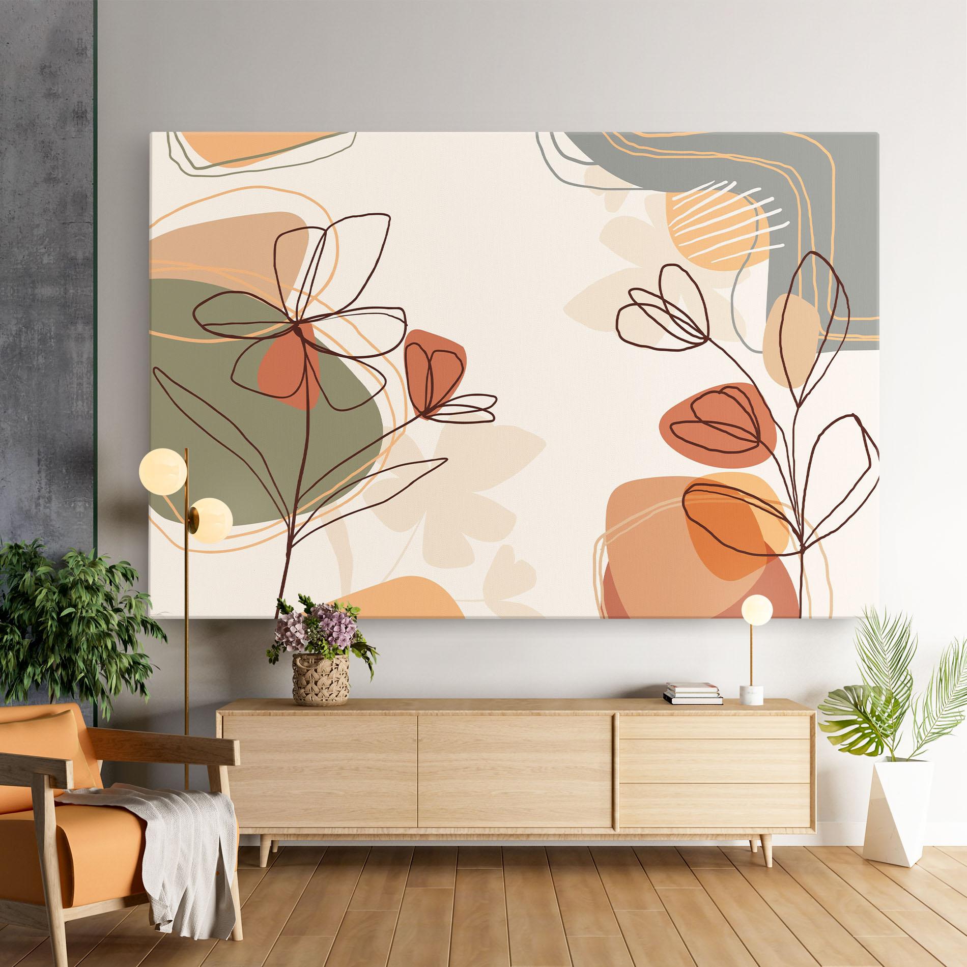 Tablou Canvas Brown Line Plants mockup 9