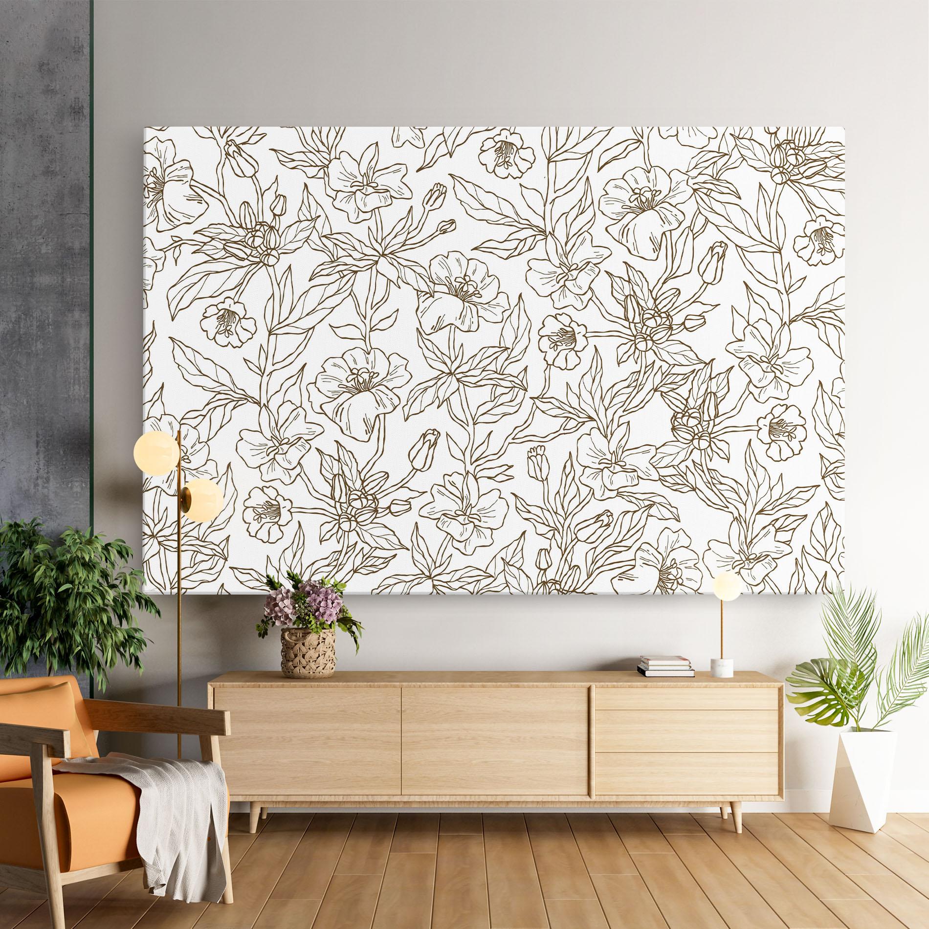 Tablou Canvas Cream Line Flowers mockup 9