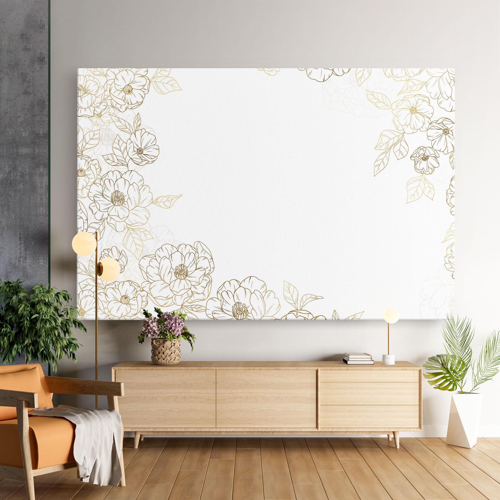 Tablou Canvas Flower Gold Line mockup 9