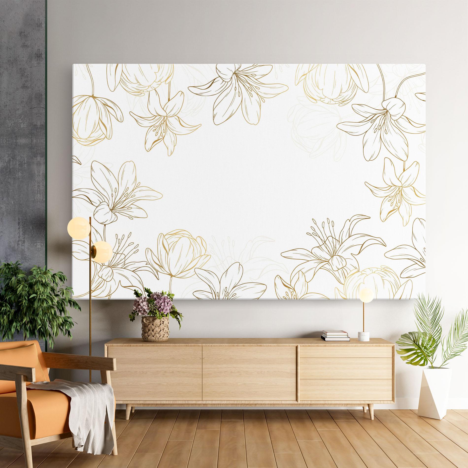 Tablou Canvas Gold Line Flower mockup 9