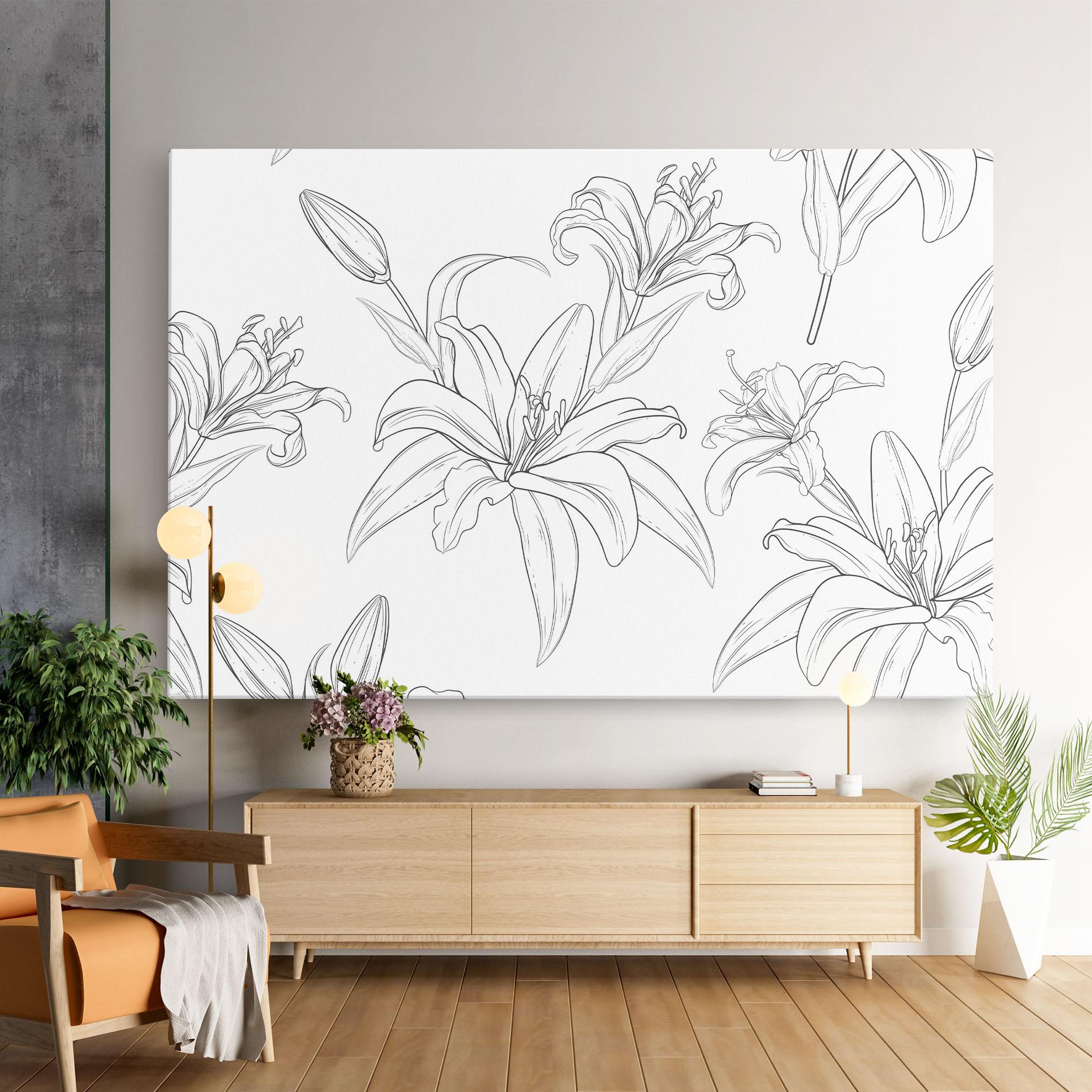 Tablou Canvas Grey Line Flower mockup 9