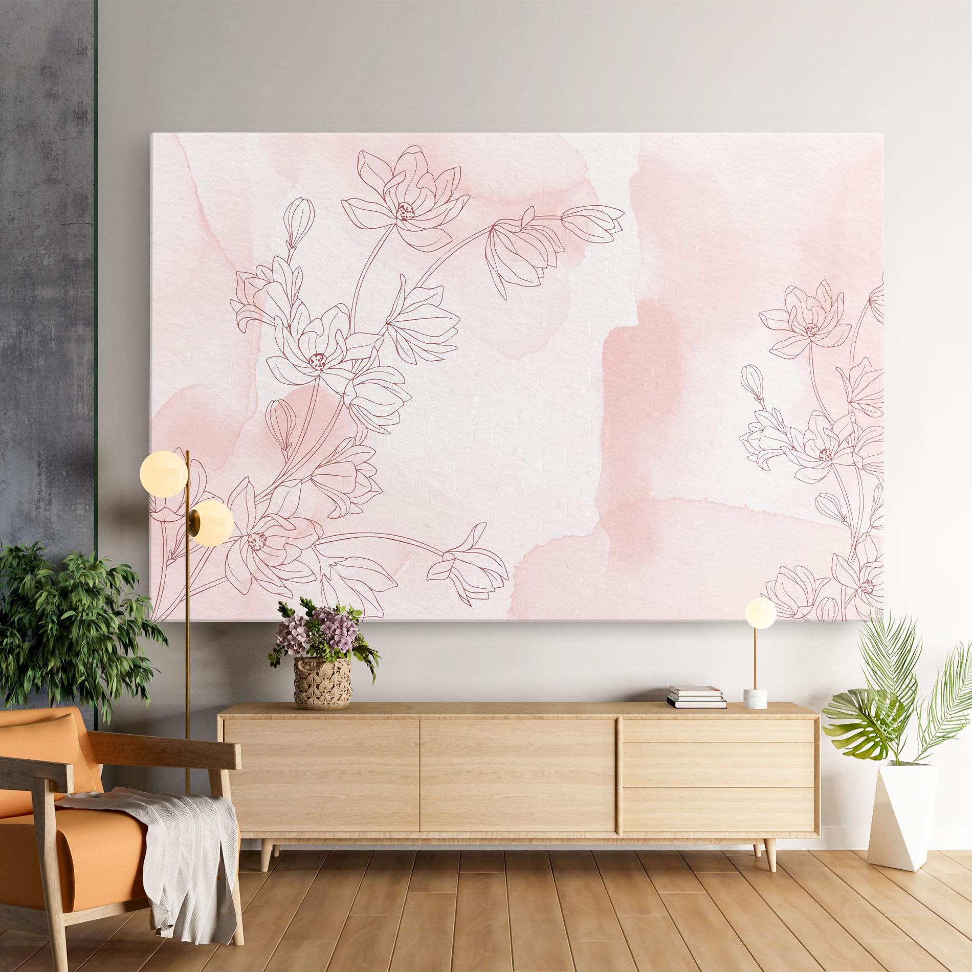 Tablou Canvas Pink Flower Line mockup 9