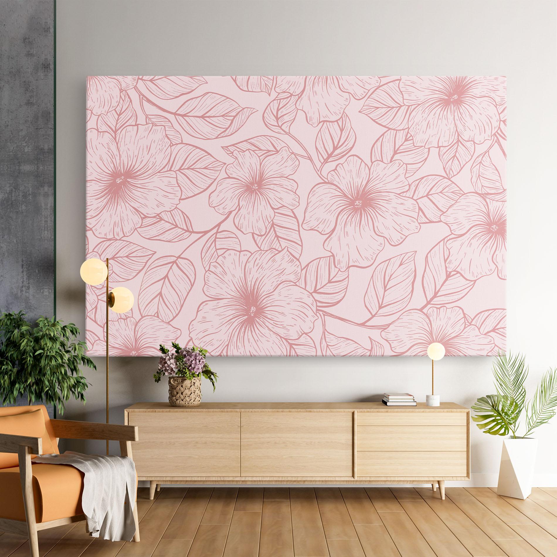 Tablou Canvas Pink Line Flower mockup 9