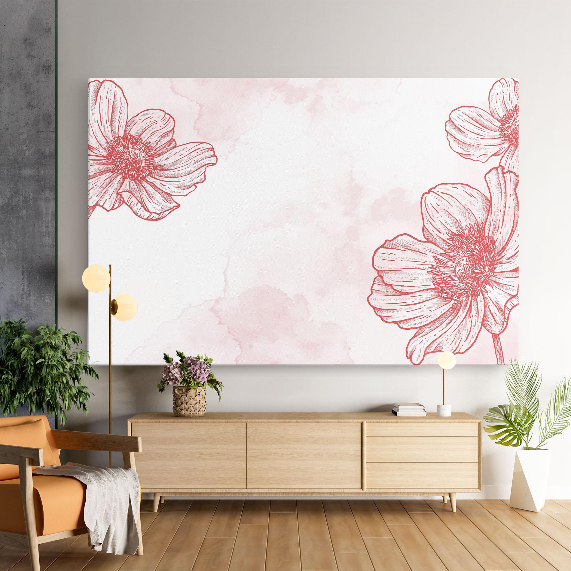 Tablou Canvas Red Flower Line mockup 9