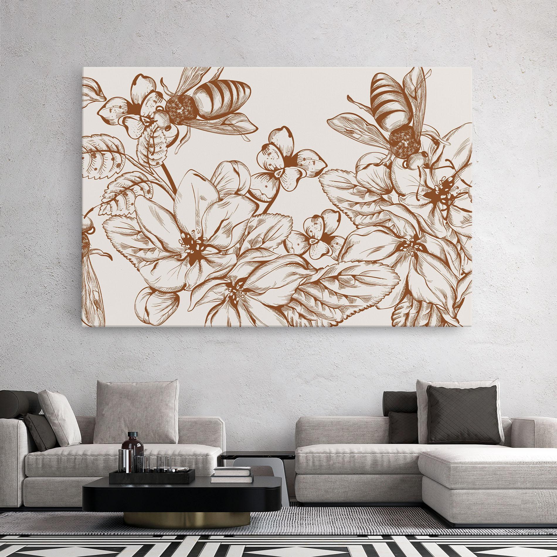 Tablou Canvas Bee Flower Line mockup 2
