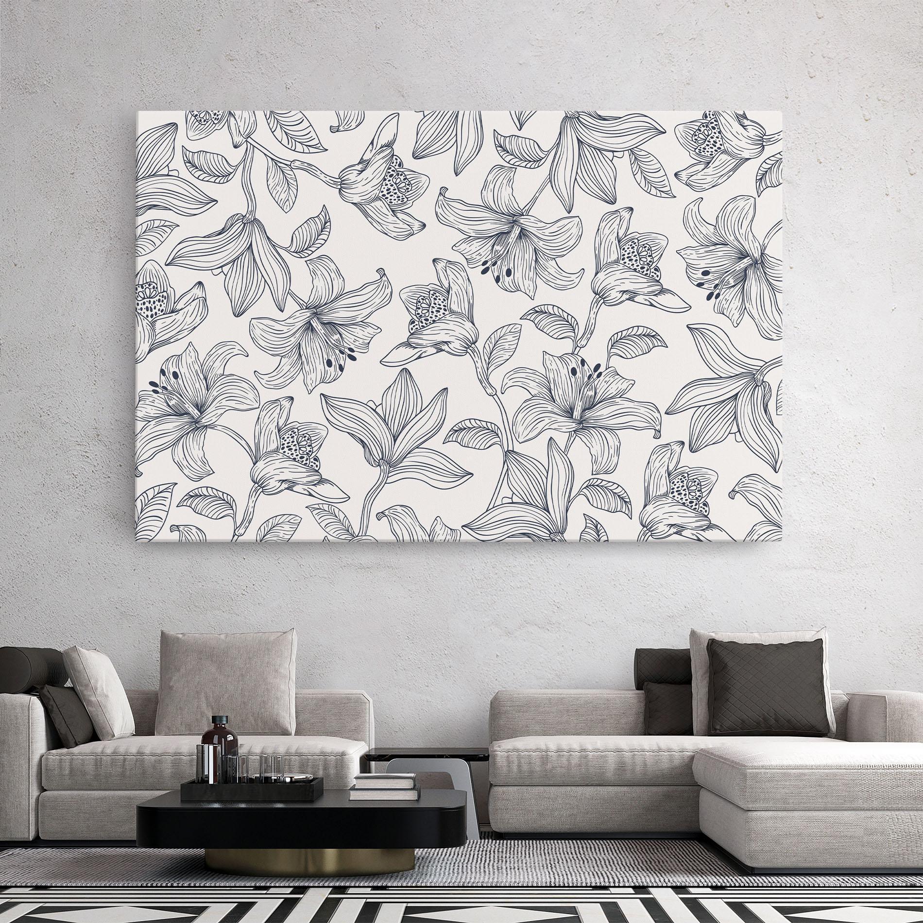 Tablou Canvas Blue Patern Flower mockup 2