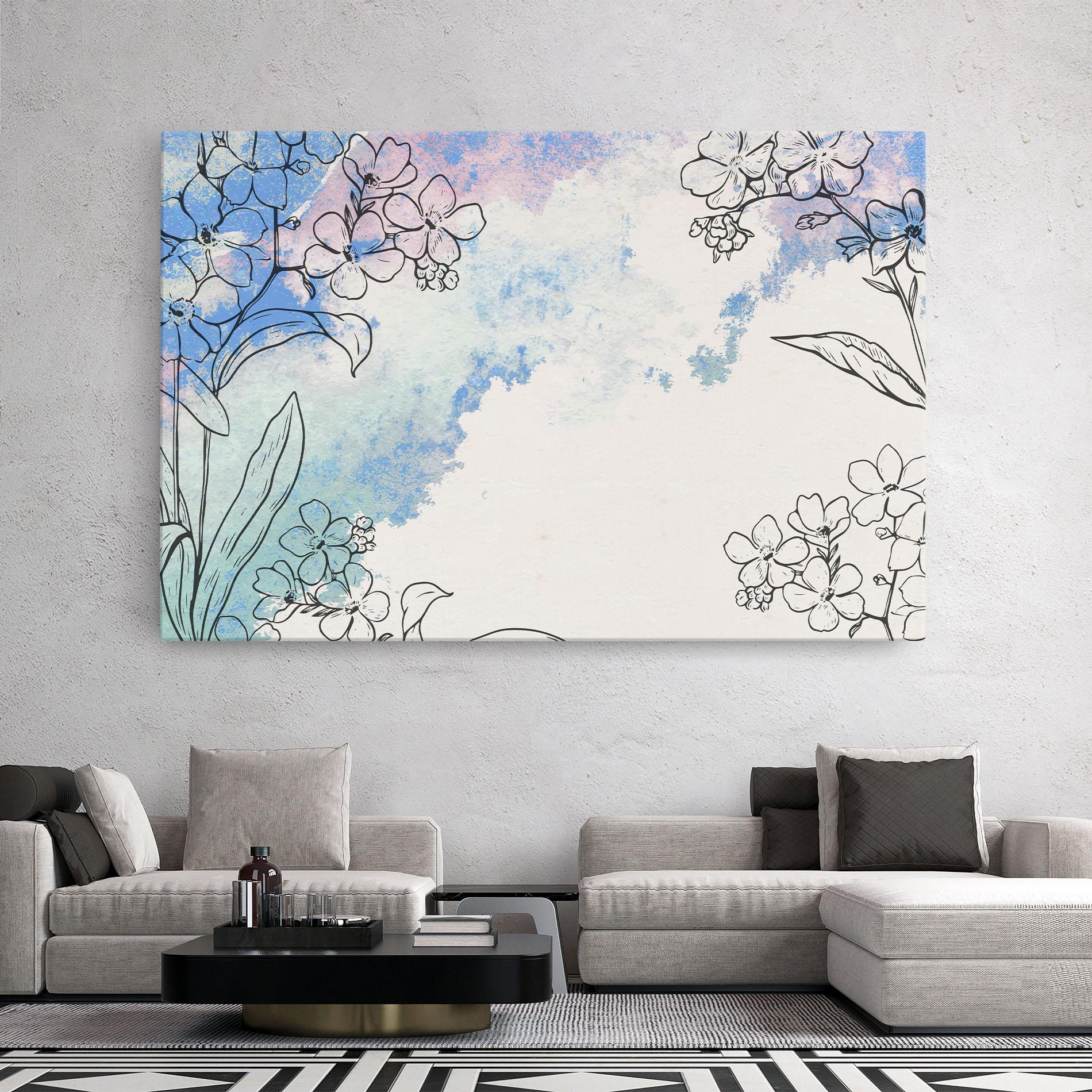 Tablou Canvas Blue Watercolor Flower mockup 2