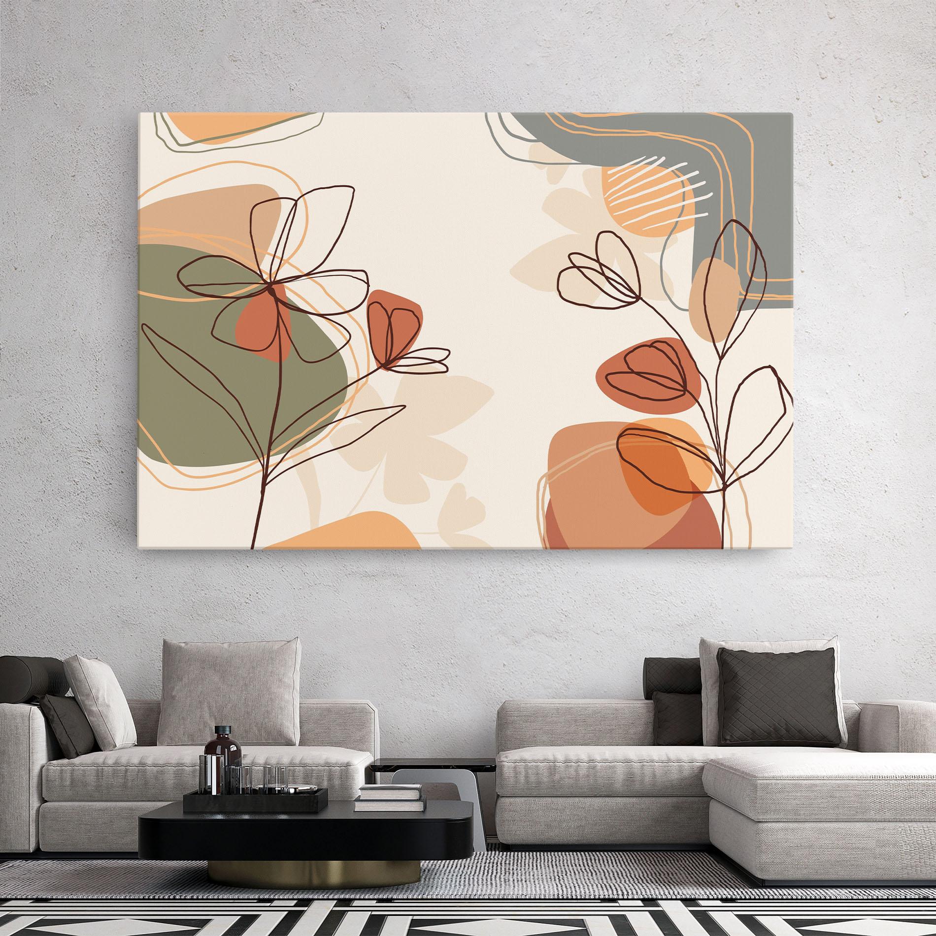 Tablou Canvas Brown Line Plants mockup 2