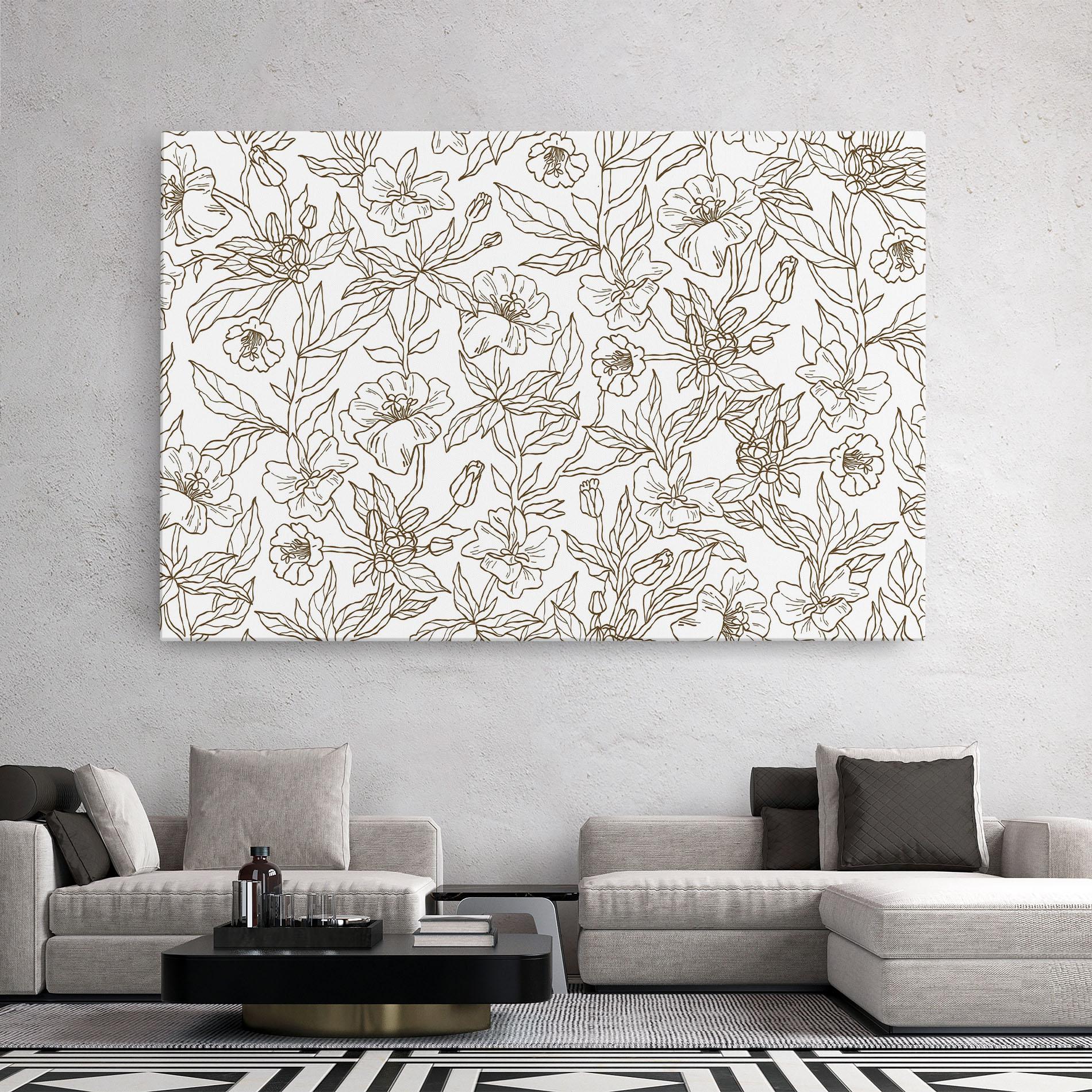Tablou Canvas Cream Line Flowers mockup 2