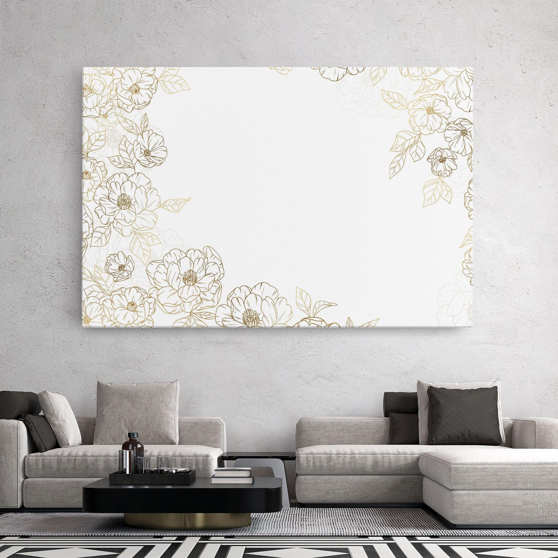 Tablou Canvas Flower Gold Line mockup 2