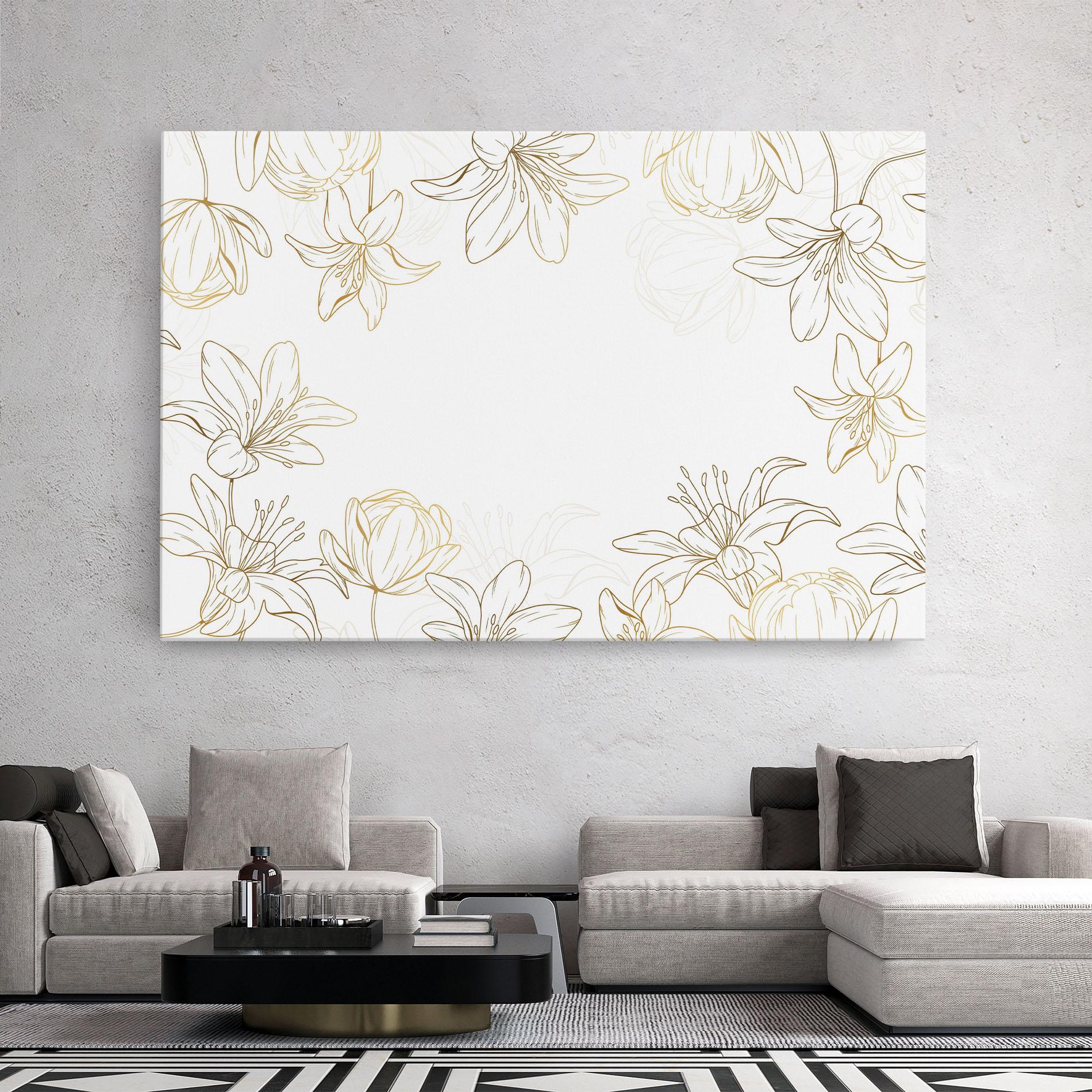 Tablou Canvas Gold Line Flower mockup 2