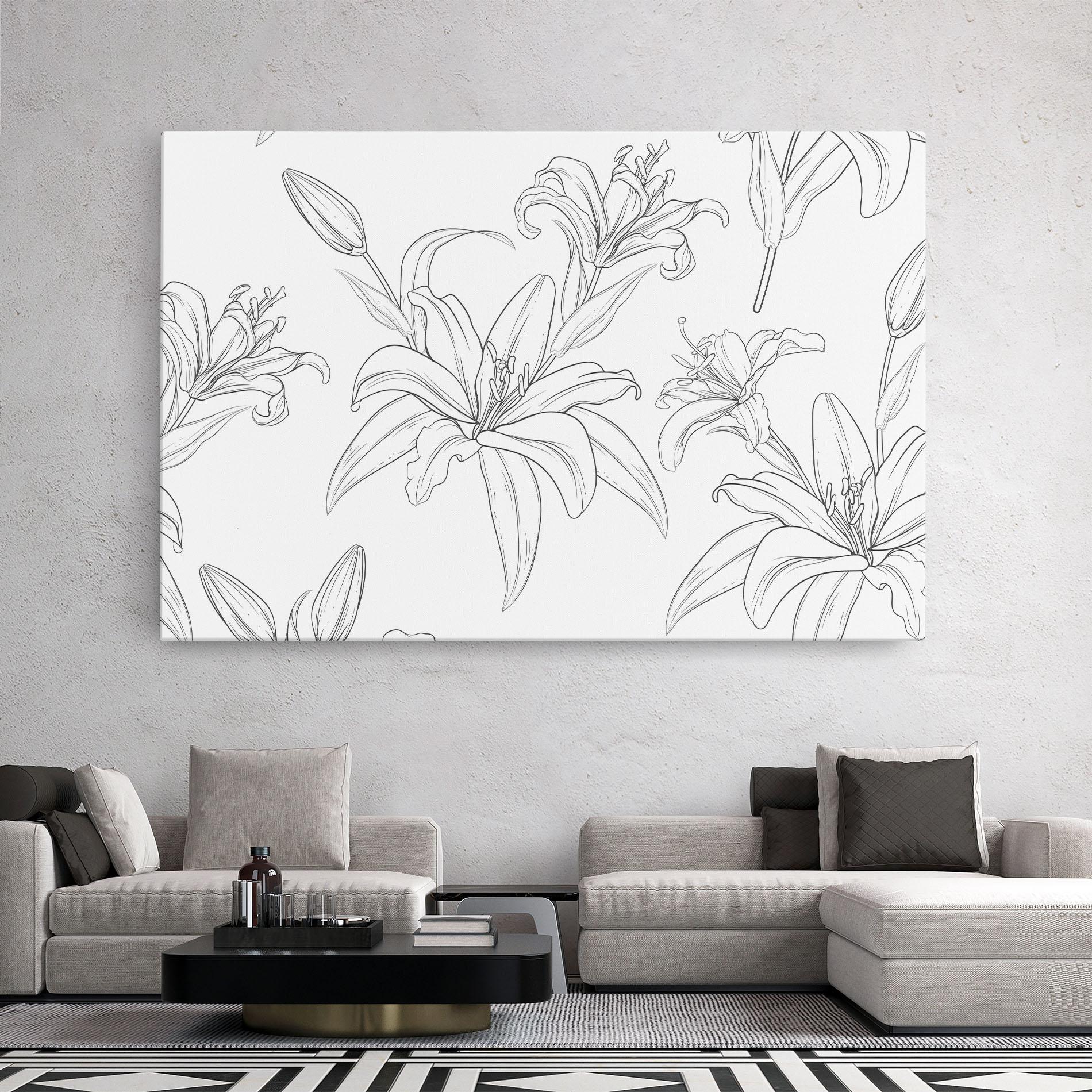 Tablou Canvas Grey Line Flower mockup 2
