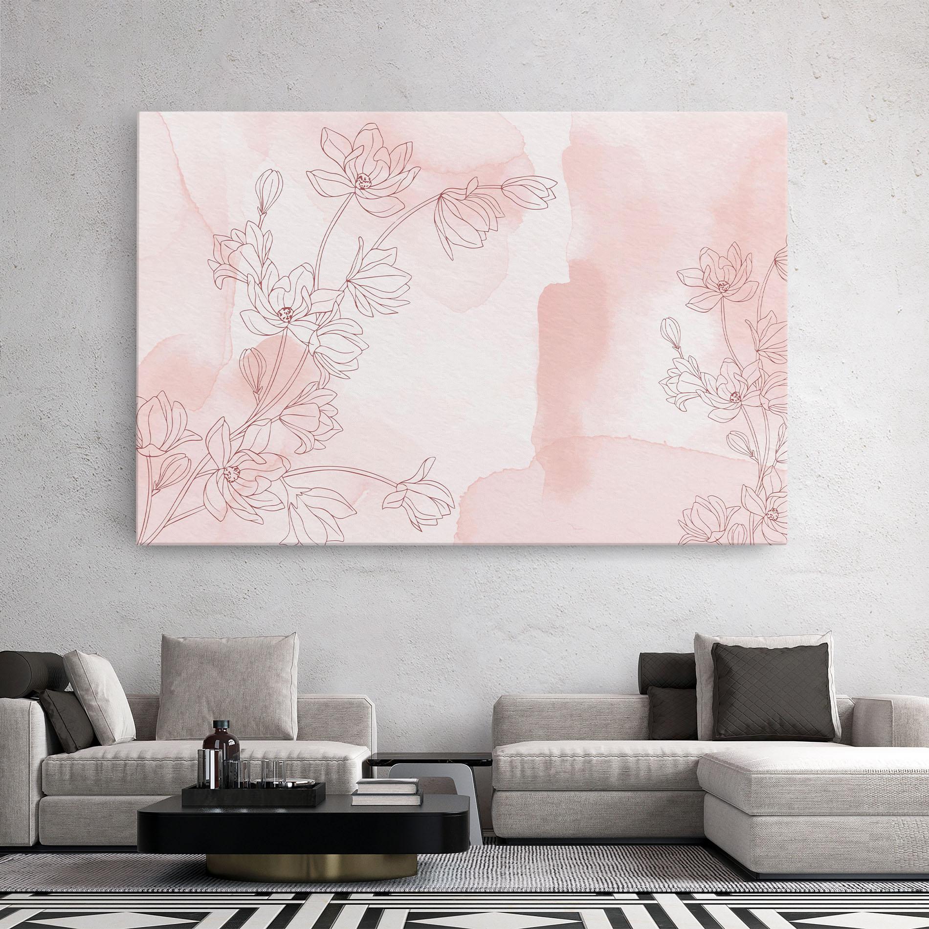 Tablou Canvas Pink Flower Line mockup 2