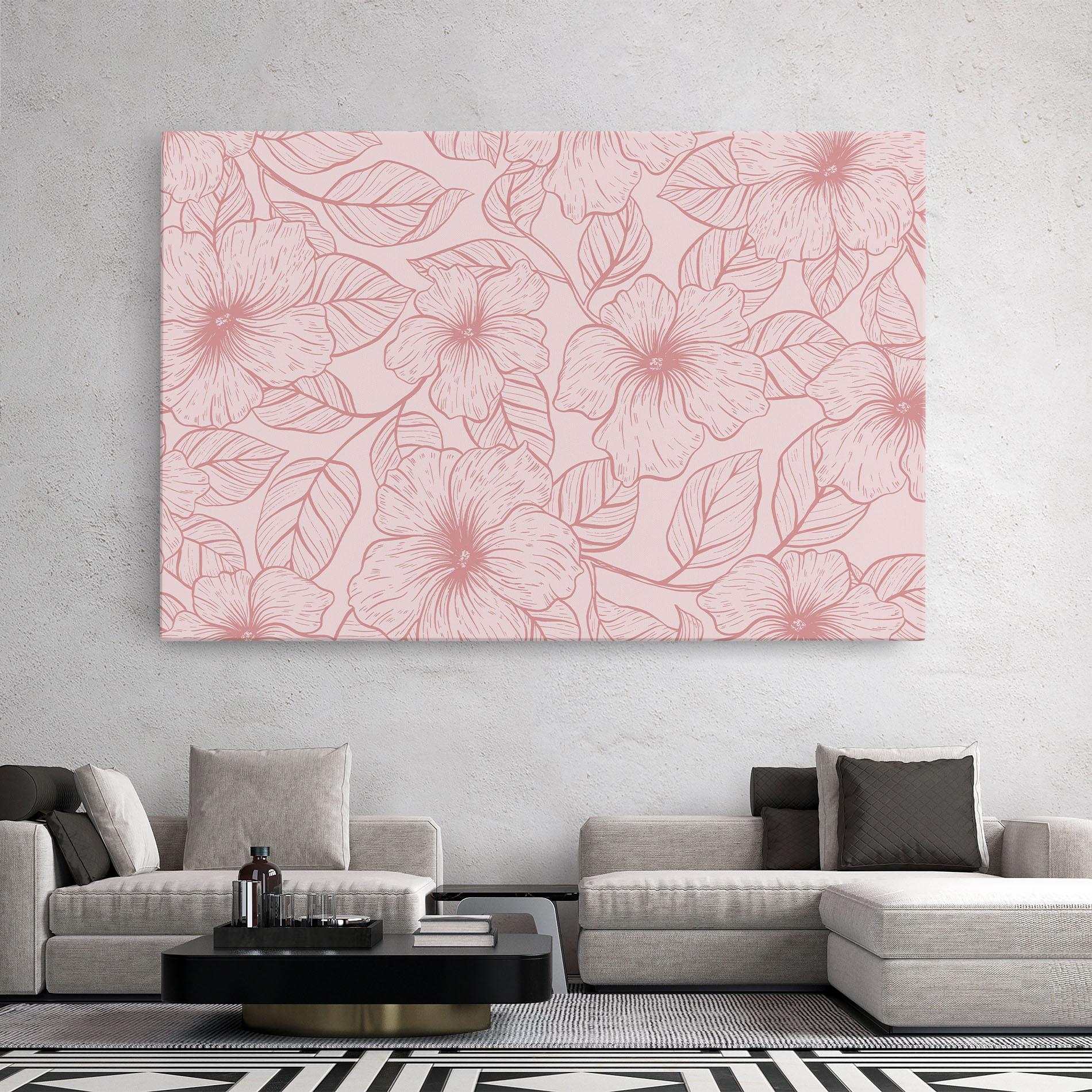 Tablou Canvas Pink Line Flower mockup 2