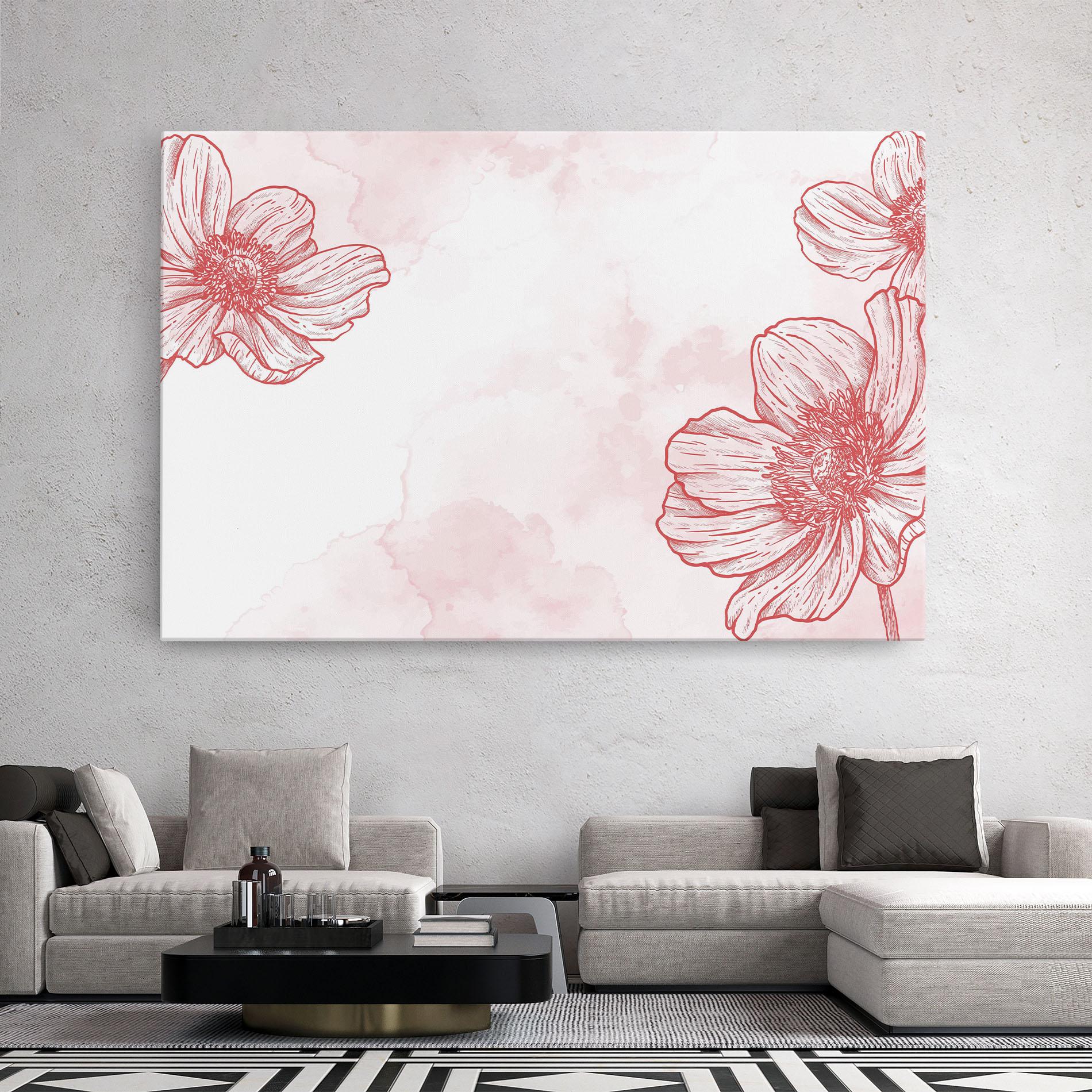 Tablou Canvas Red Flower Line mockup 2