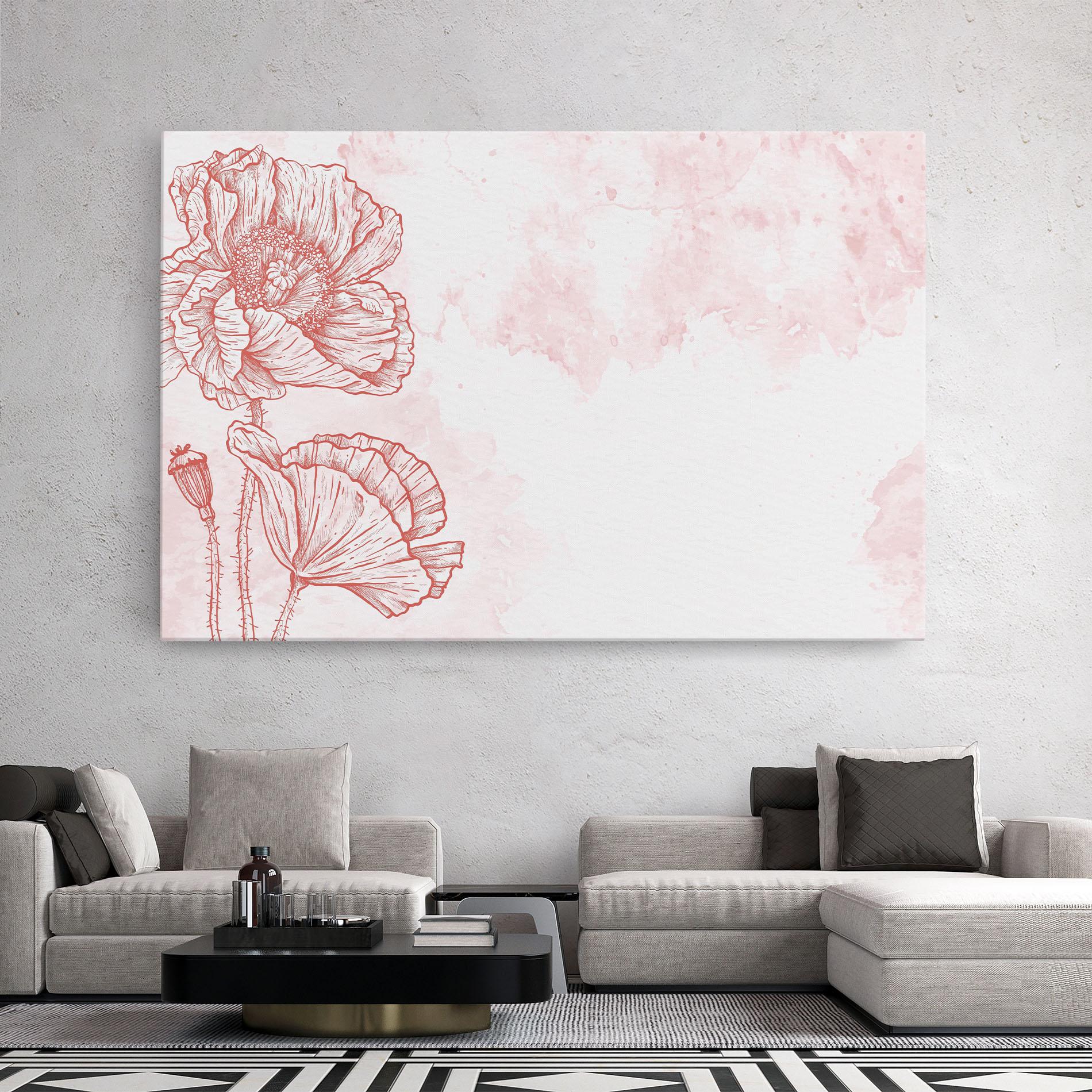 Tablou Canvas Red Poppy Line mockup 2