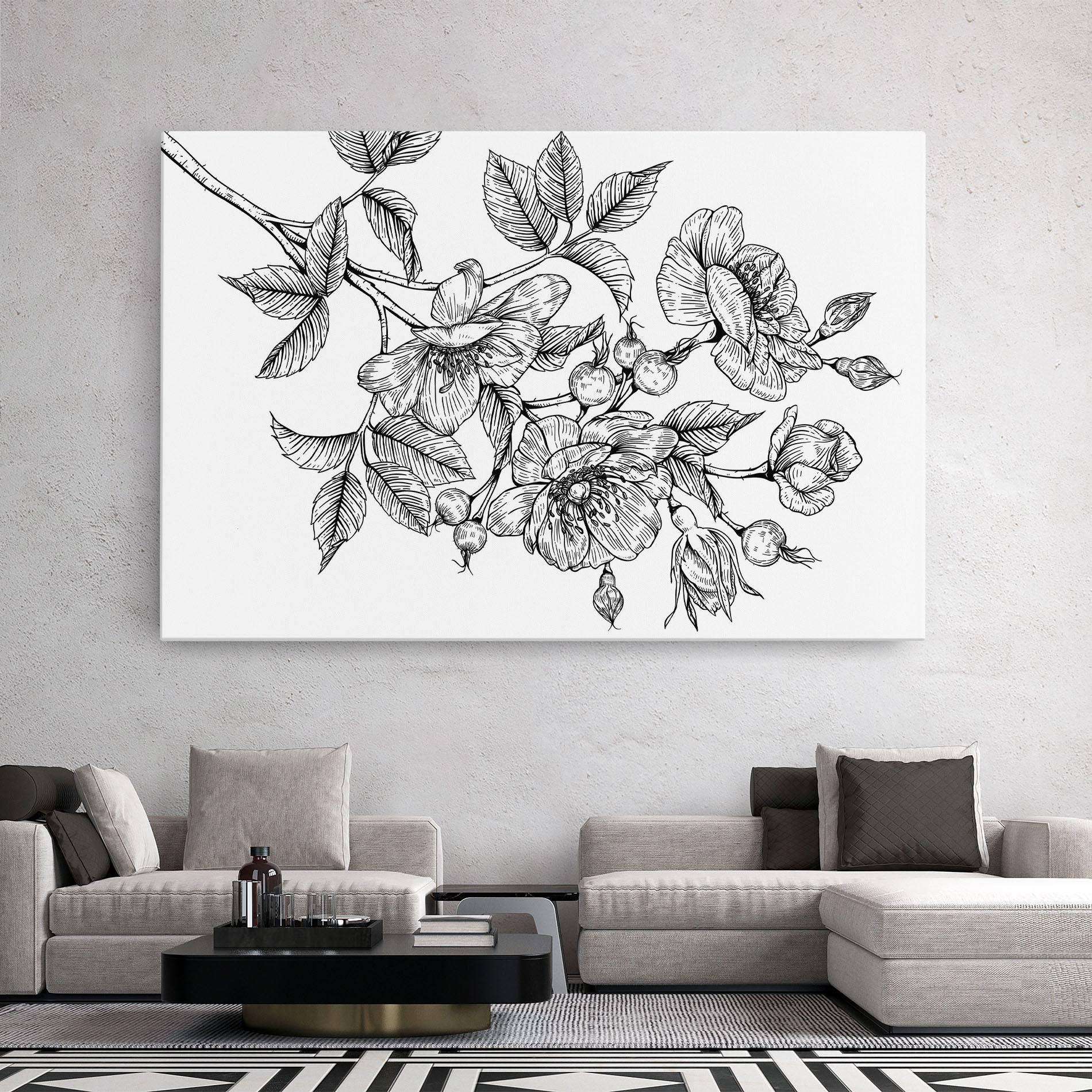 Tablou Canvas Rose Black Line mockup 2