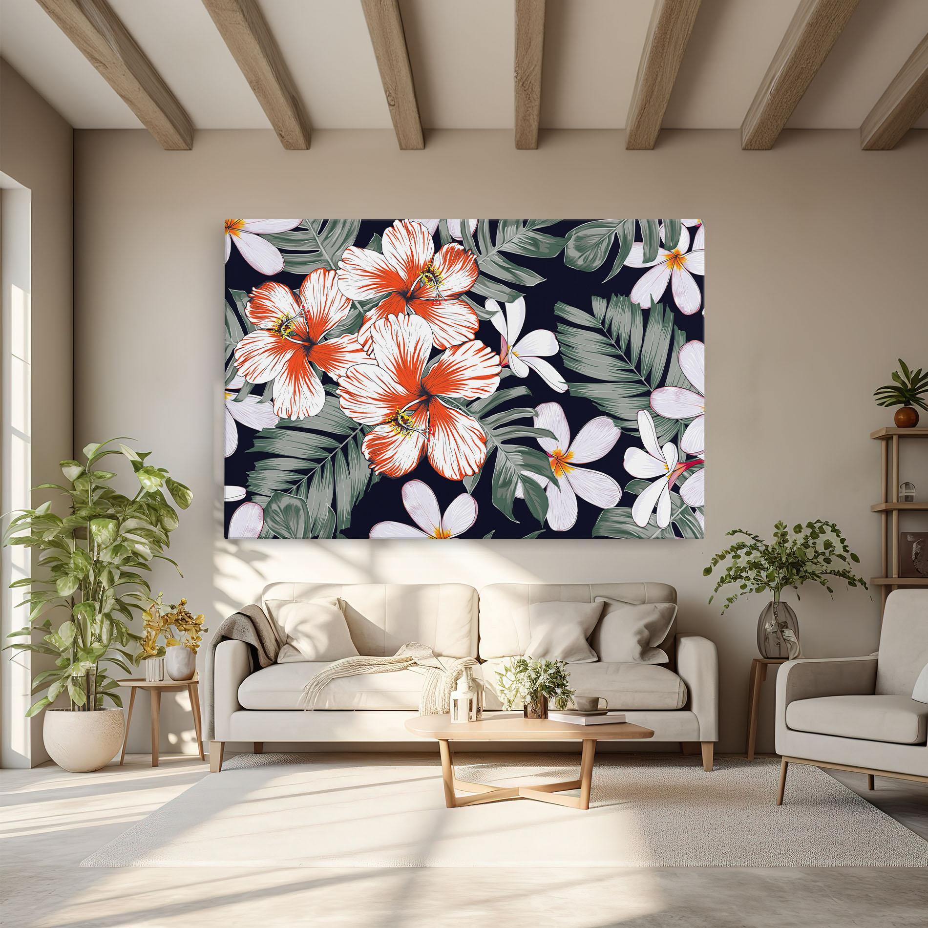 Tablou Canvas Orange White Exotic mockup 6