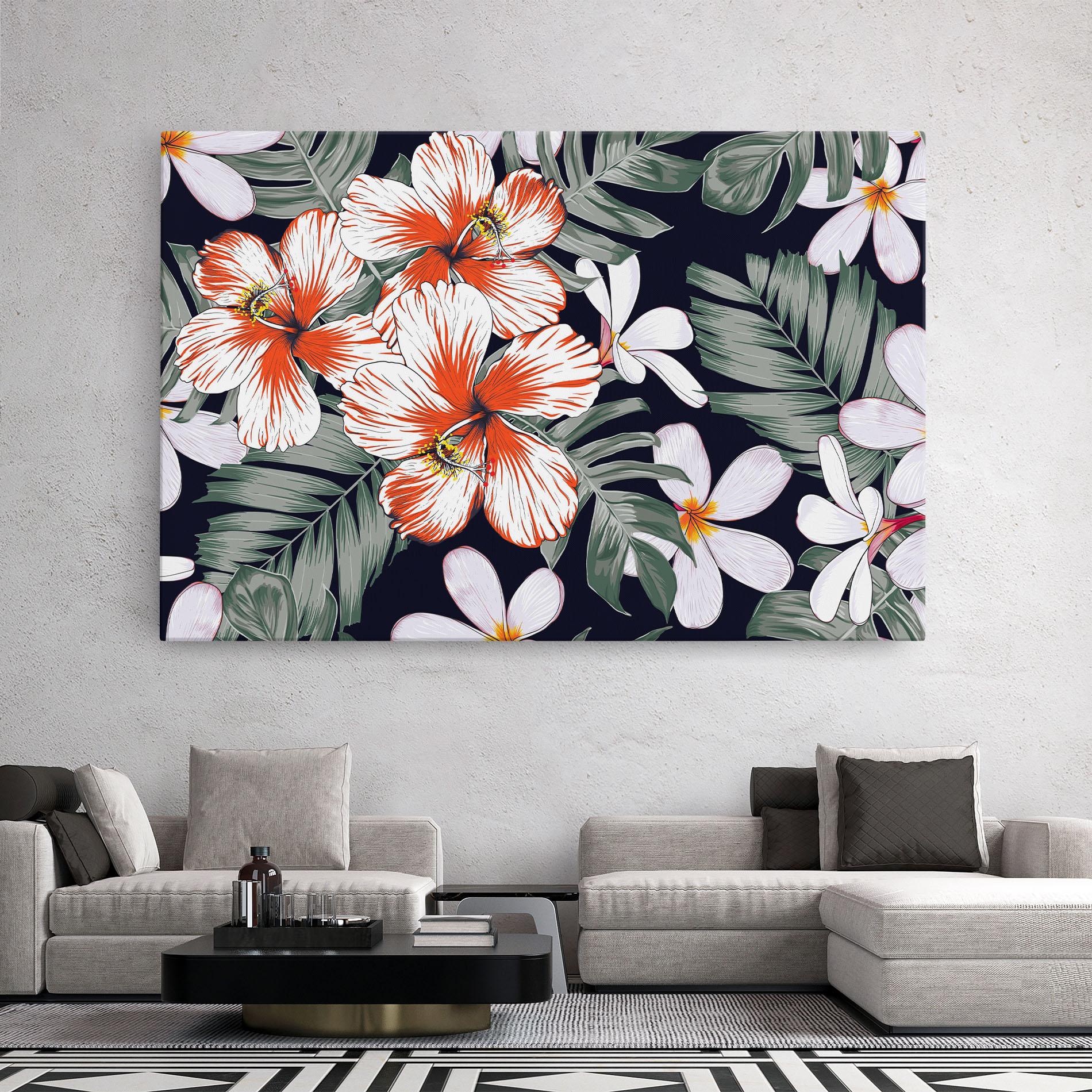 Tablou Canvas Orange White Exotic mockup 2