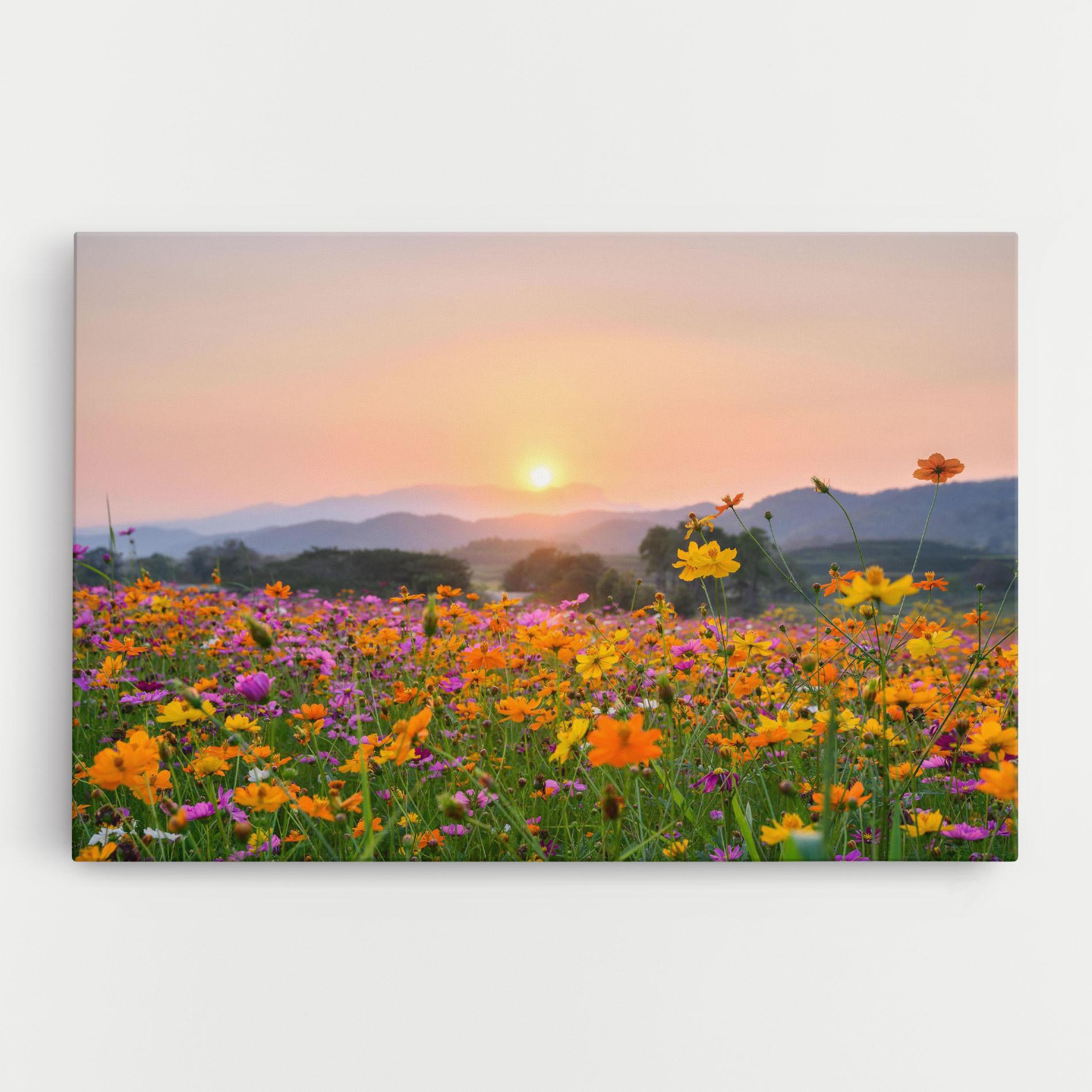 Tablou Canvas Sunset Mountain Flowerf mockup 0